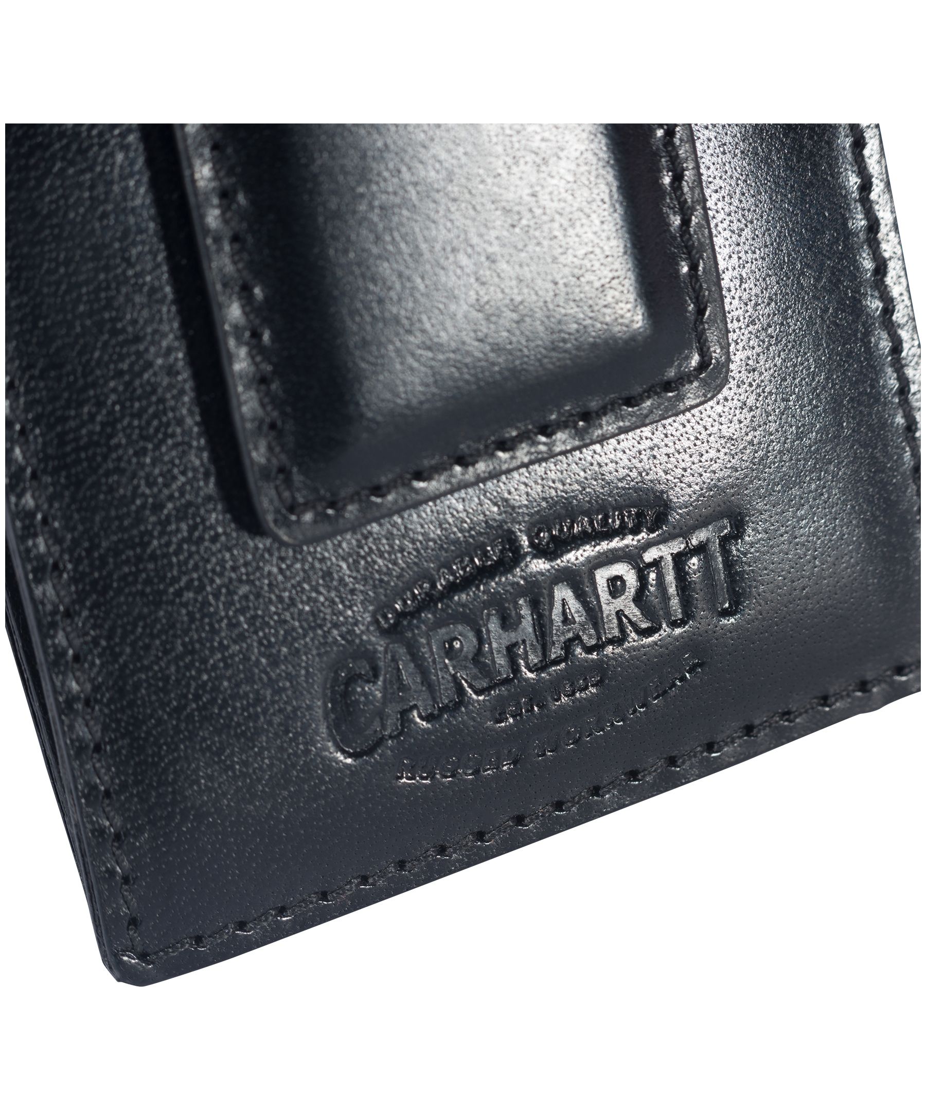 Portefeuille en cuir tanné poli robuste avec fentes pour six cartes et pochette frontale pour hommes, Carhartt, brun pâle