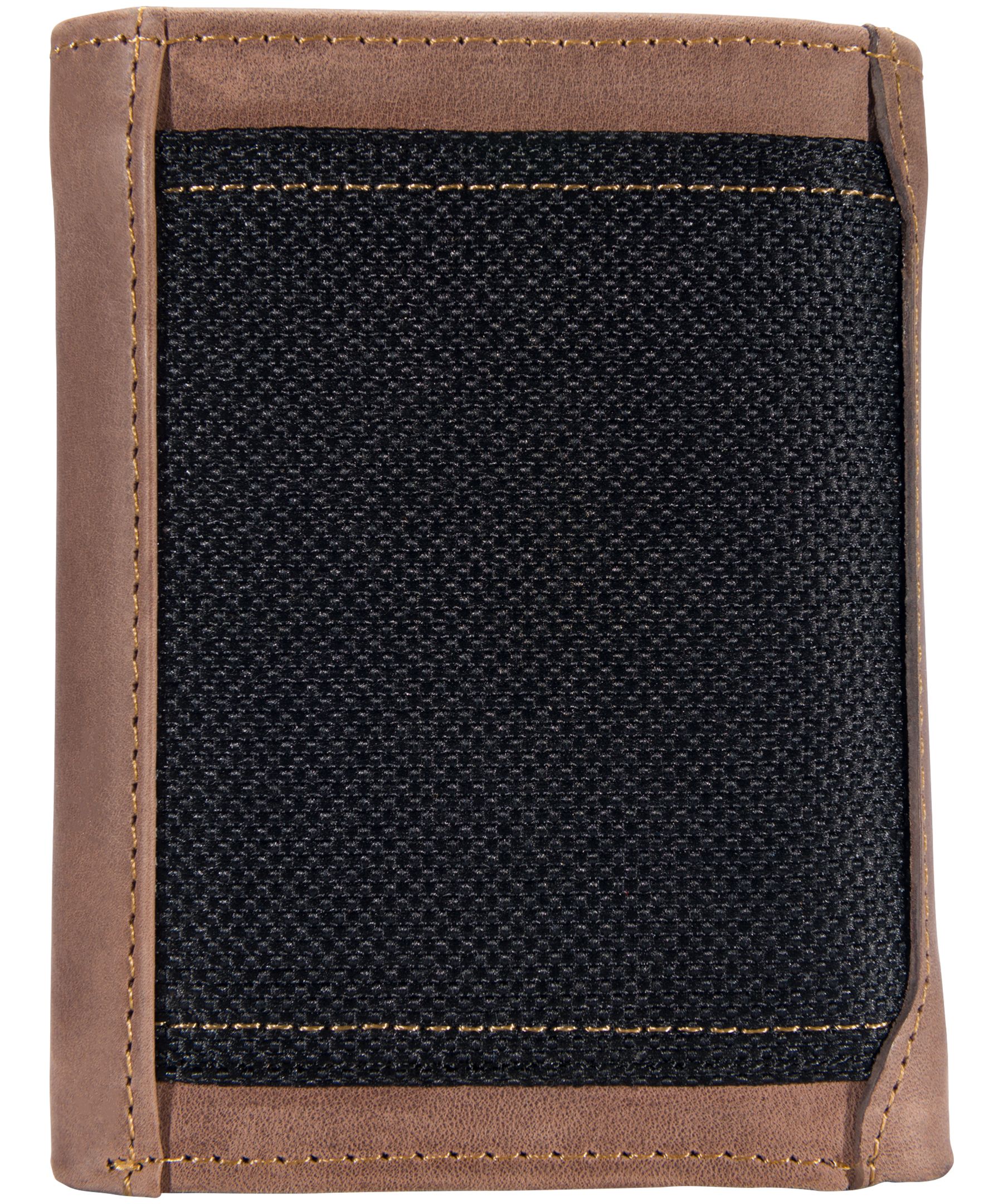 Portefeuille en cuir triples surpiqûres à trois volets avec pochette pour six cartes et deux poches latérales pour hommes, Carhartt Back_Flat