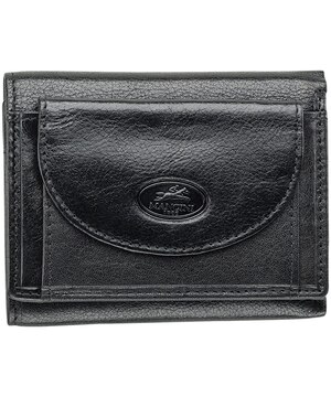 Mancini Leather Goods Men's Equestrian RFID Secure Trifold Wing Wallet Black