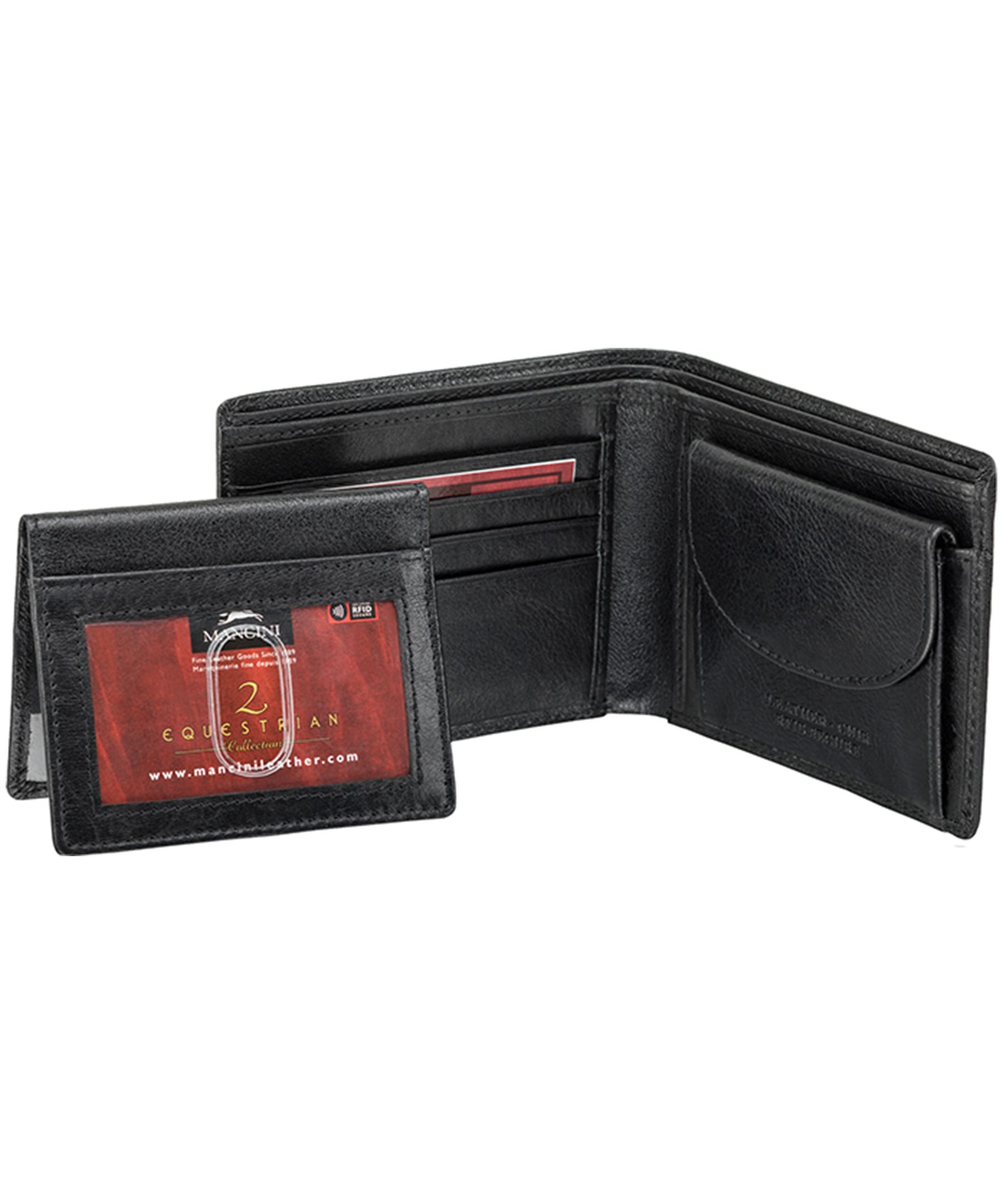 Mancini Leather Goods Men's Equestrian RFID Secure Wallet with Removable Passcase