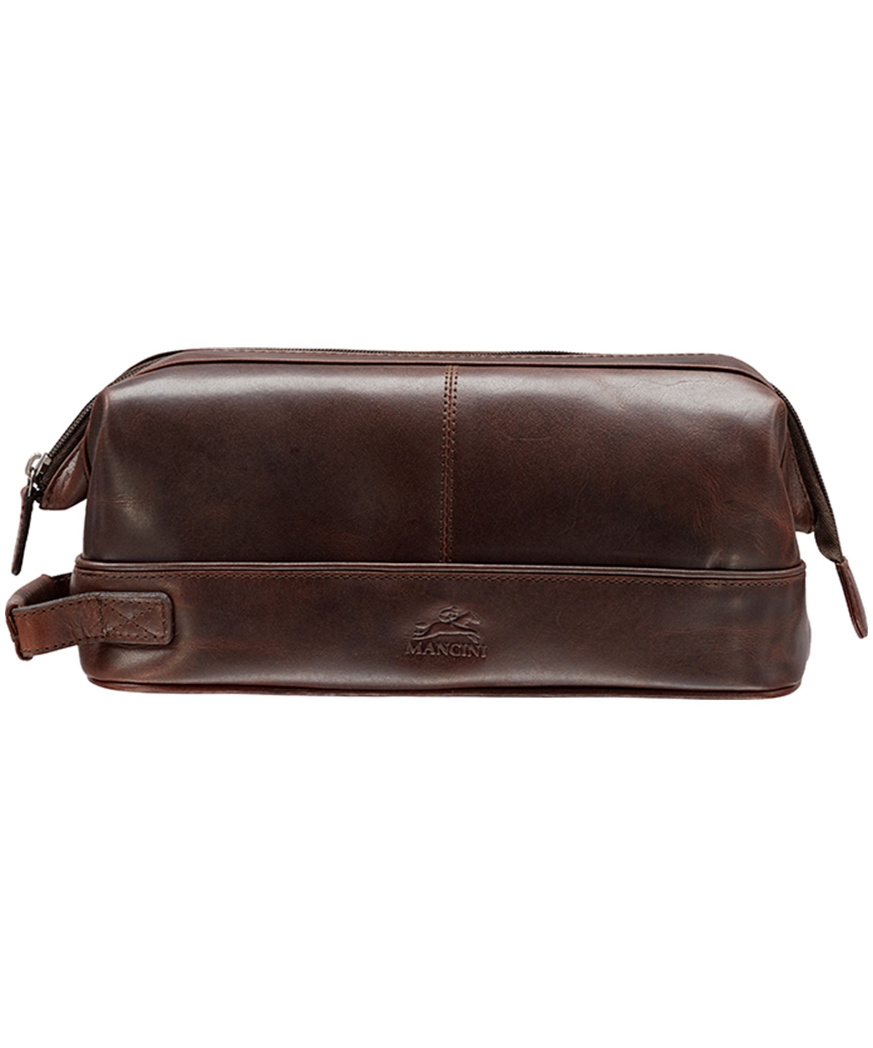 Mancini Leather Goods Men's Buffalo Top Loading Toiletry Kit