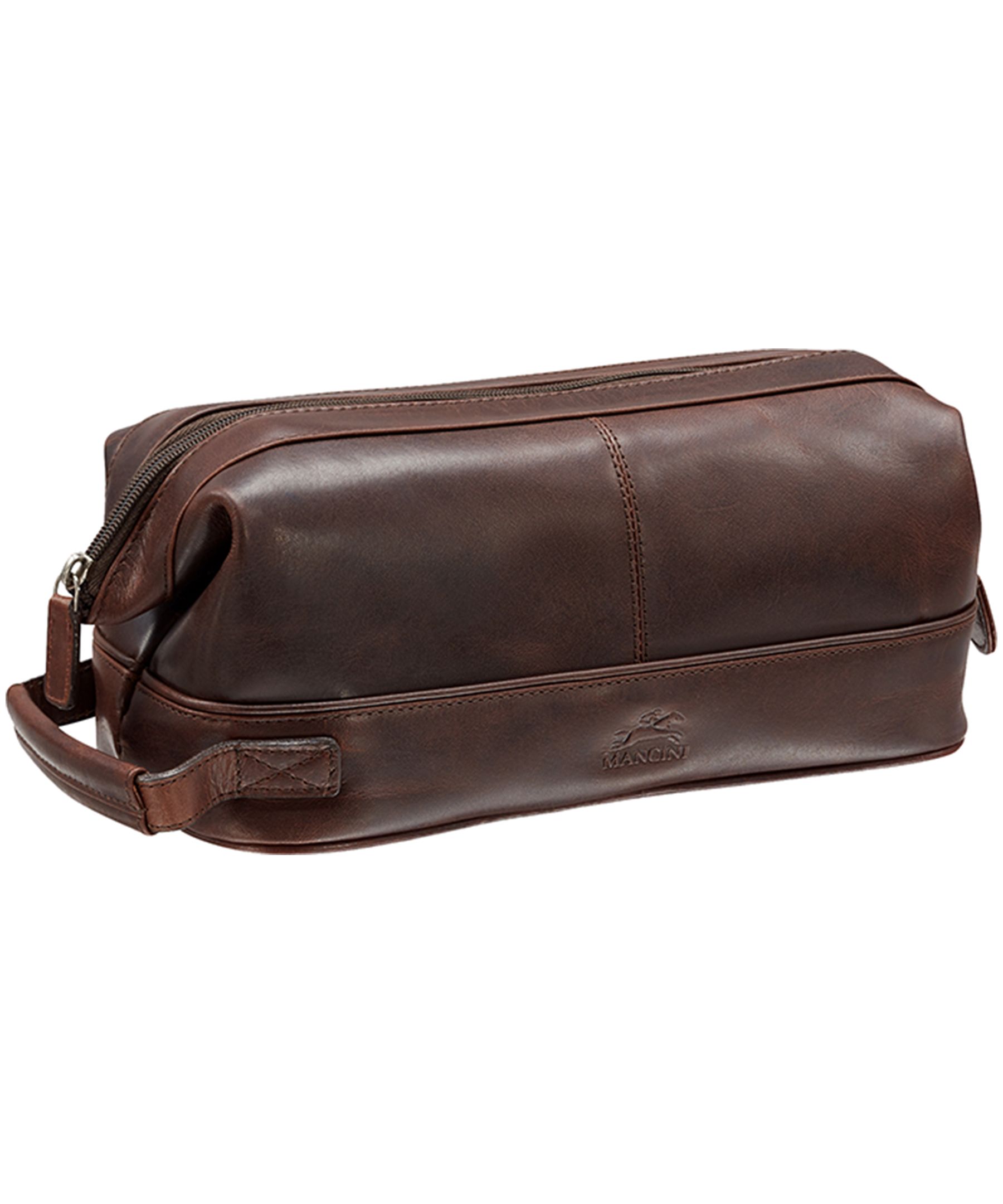 Mancini Leather Goods Men's Buffalo Top Loading Toiletry Kit