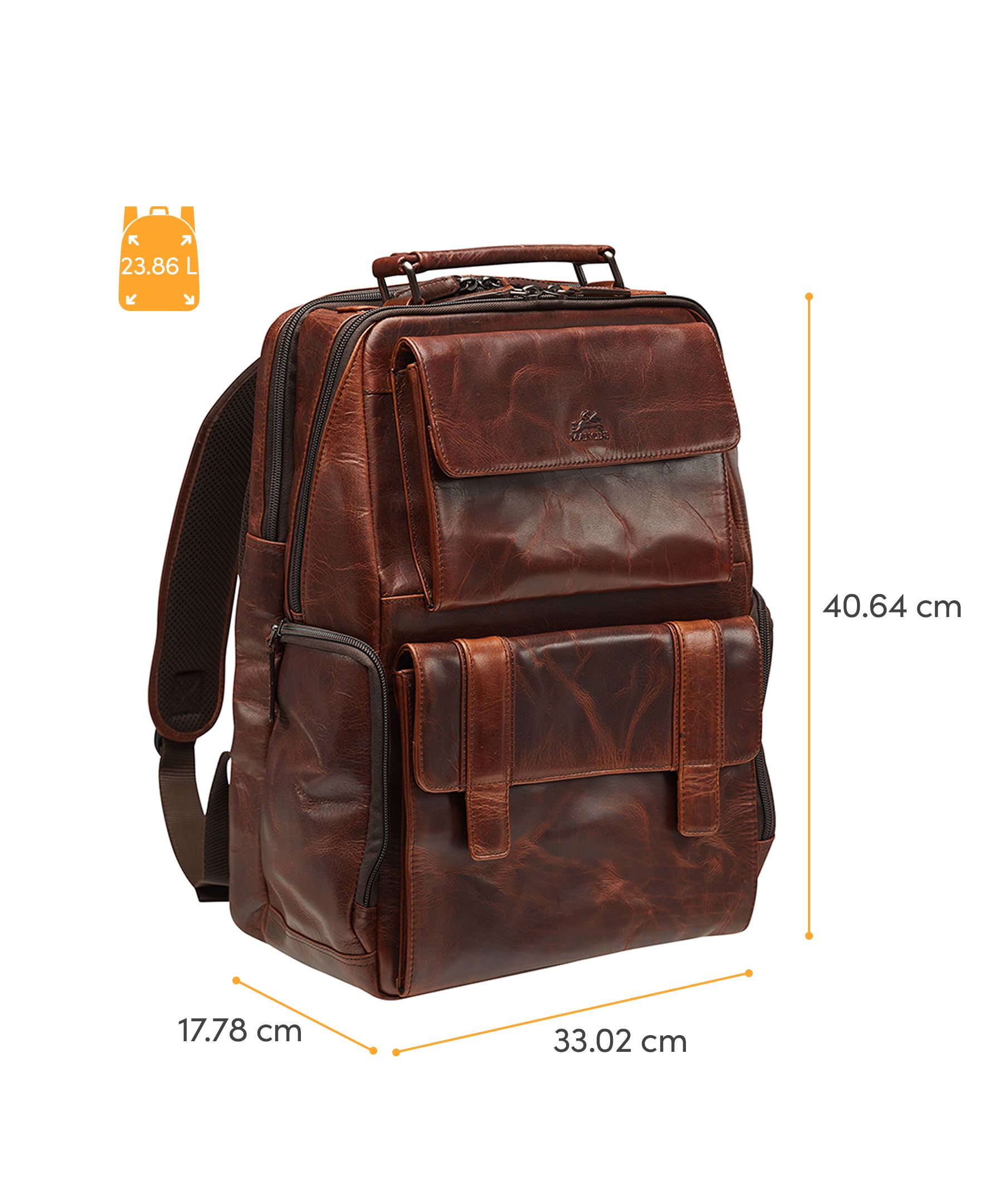 Mancini Leather Goods Unisex Buffalo Backpack with Laptop Compartment Brown