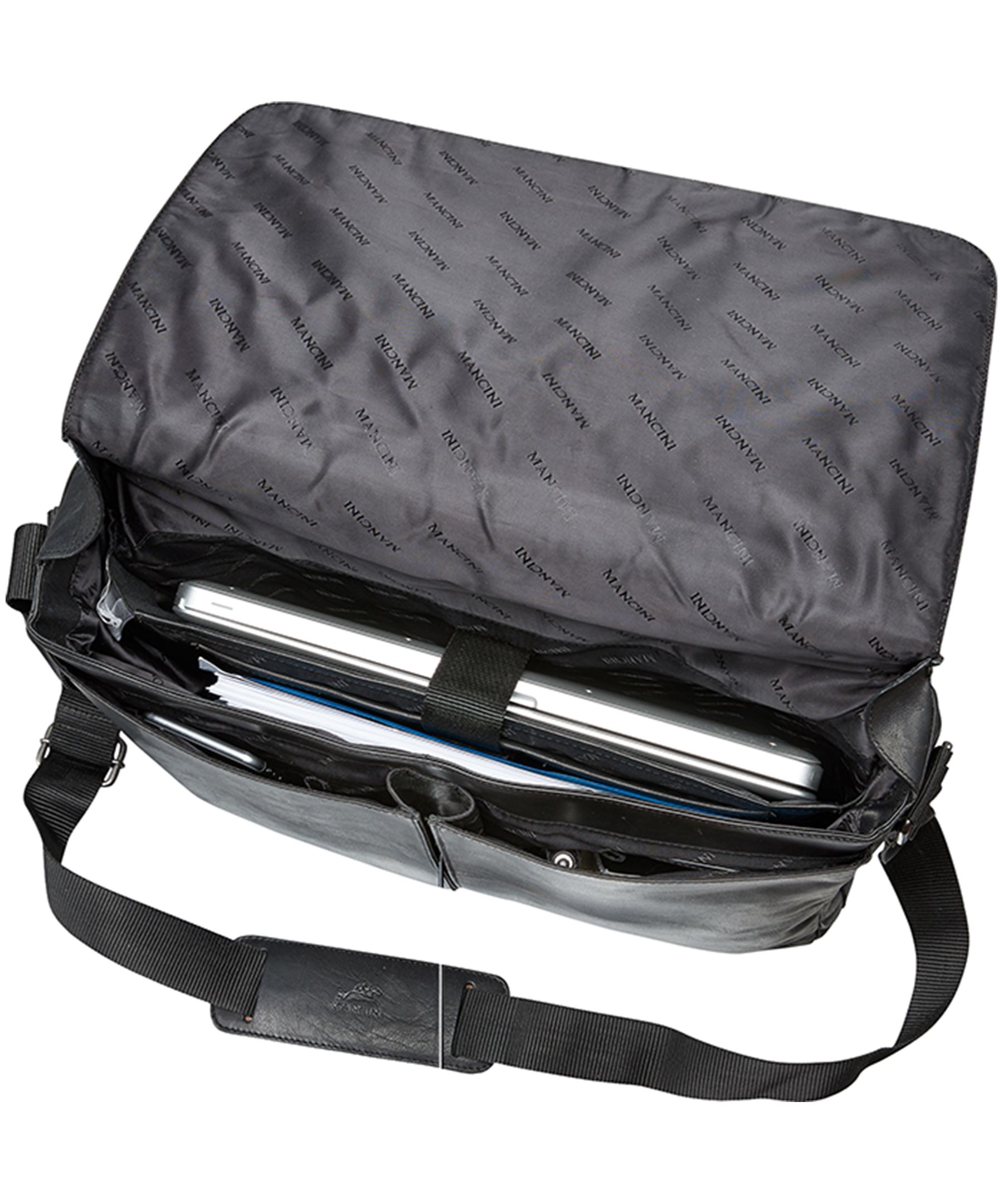 Mancini Leather Goods Unisex Buffalo Messenger Bag with Laptop Compartment