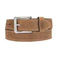 Carhartt Men's Leather Work Belt with Antique Nickel Buckle - Brown Front_Flat