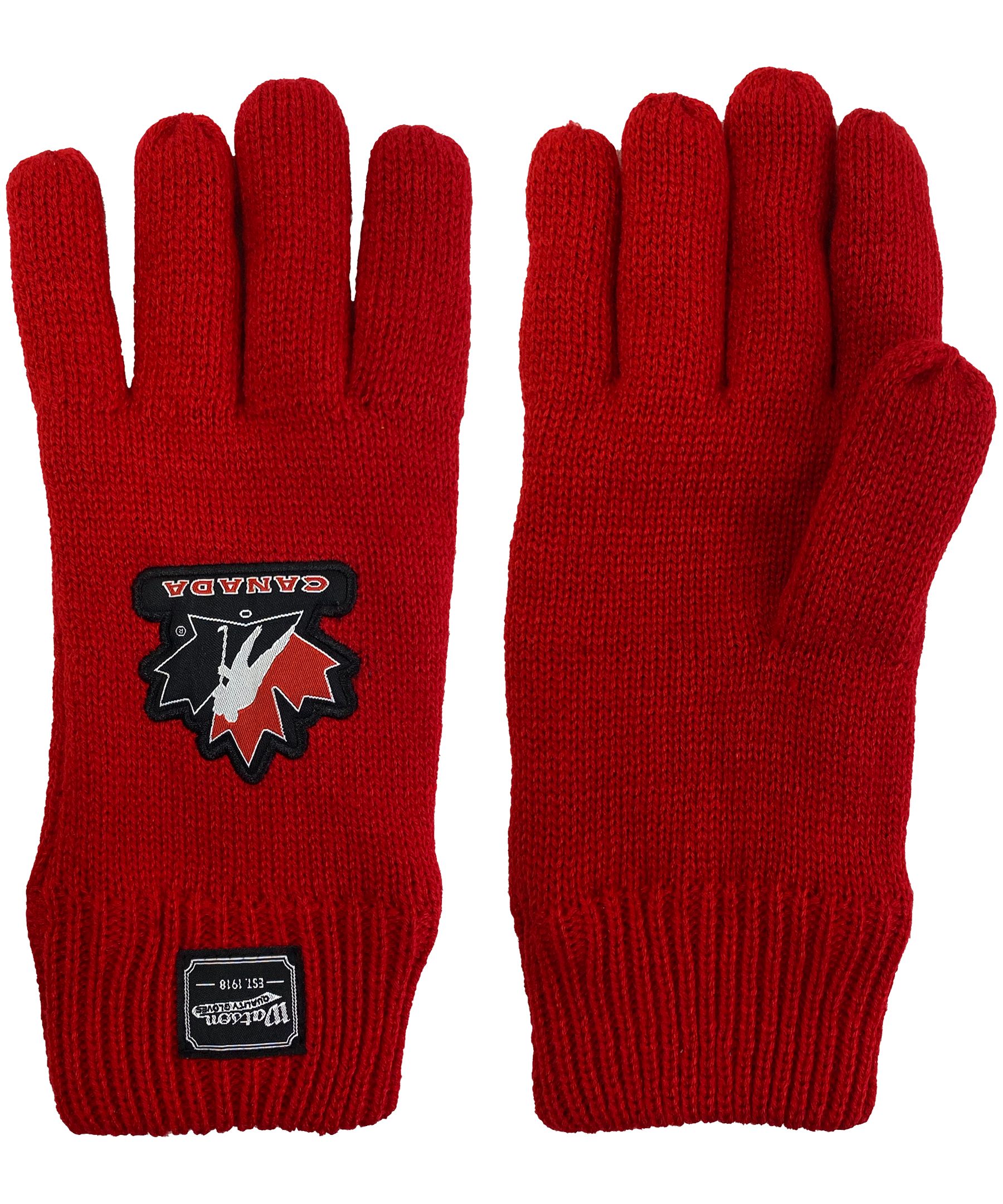 Watson Gloves Men's Knit Hockey Canada Fleece Lined Mittens