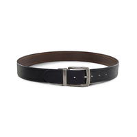 Denver Hayes Men's Reversible Basic Leather Belt Front_Flat