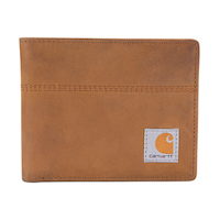 Carhartt Men's Saddle Leather Bifold Wallet - Brown Front_Flat