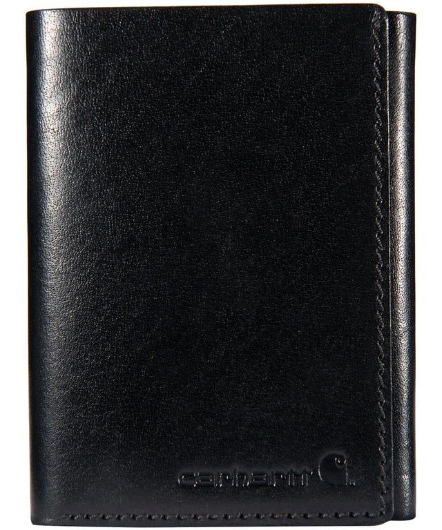 Carhartt Men's Rough Cut Trifold Wallet - Black Front_Flat