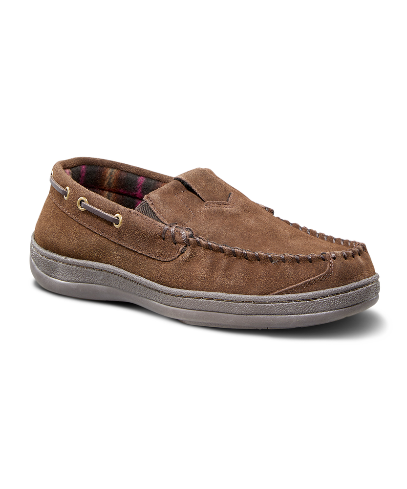 WindRiver Men s Fleece Lined Suede Slip On Slippers with Removable Insole
