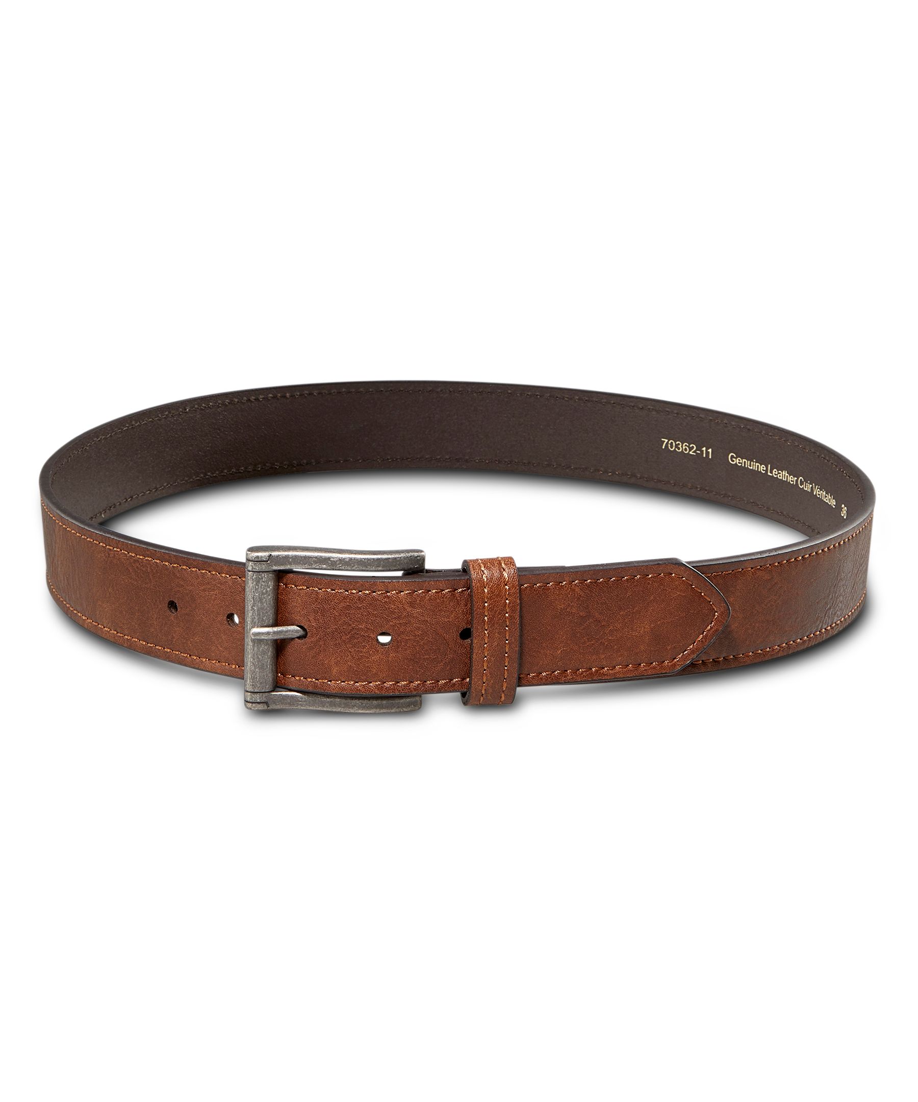 Denver Hayes Men's Durable Stitched Leather Belt