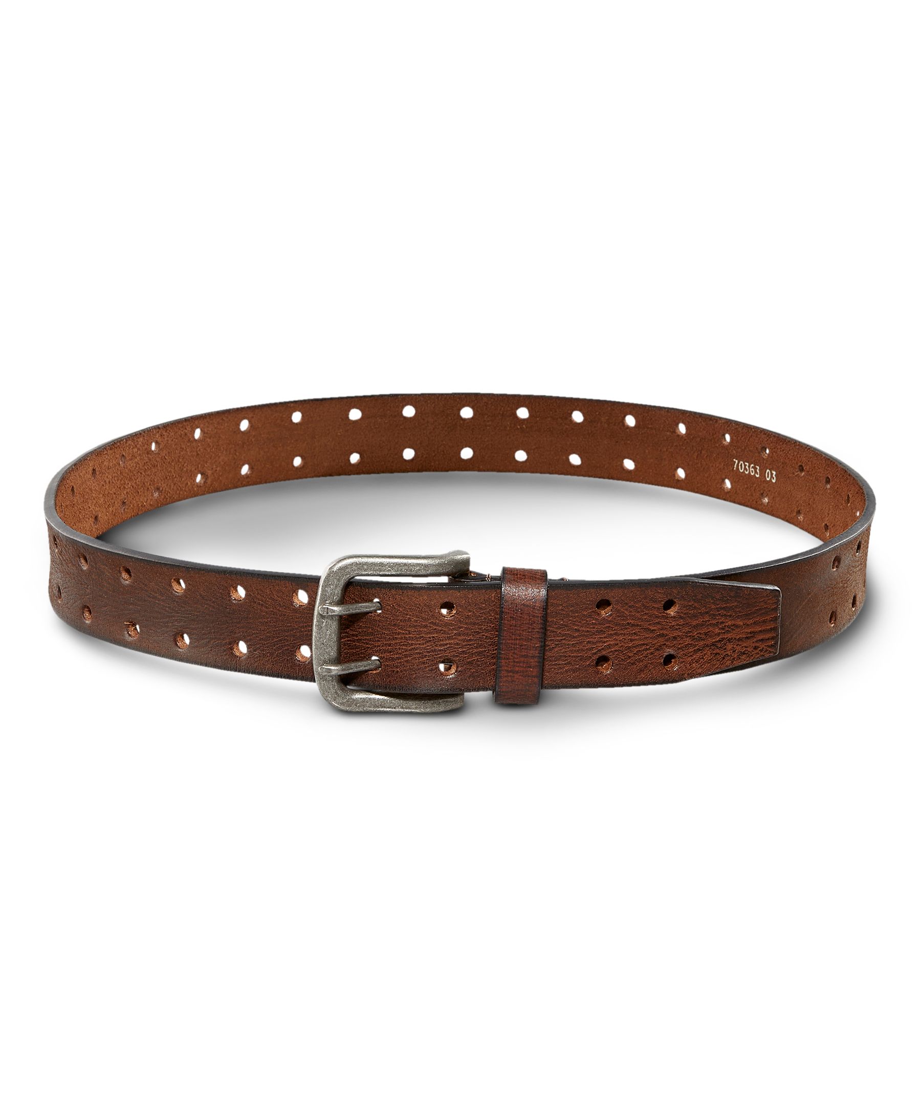 Men's Double Prong Distressed Leather Belt Marks