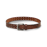 Men's Double Prong Distressed Leather Belt Front_Elevated