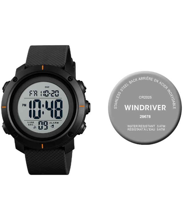 WindRiver Digital Water Resistant Watch with Carbon Strap Front_Flat
