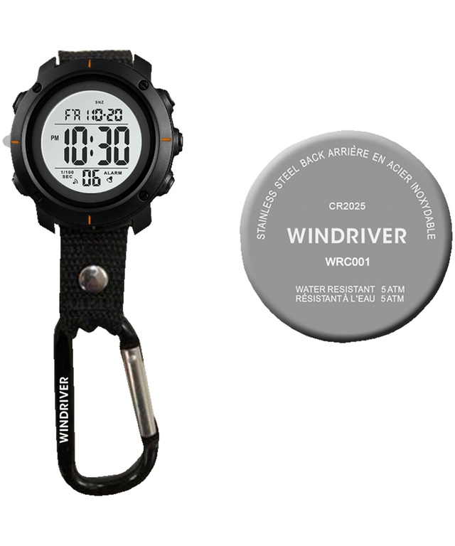 WindRiver Digital Clip Water Resistant Watch Front_Flat
