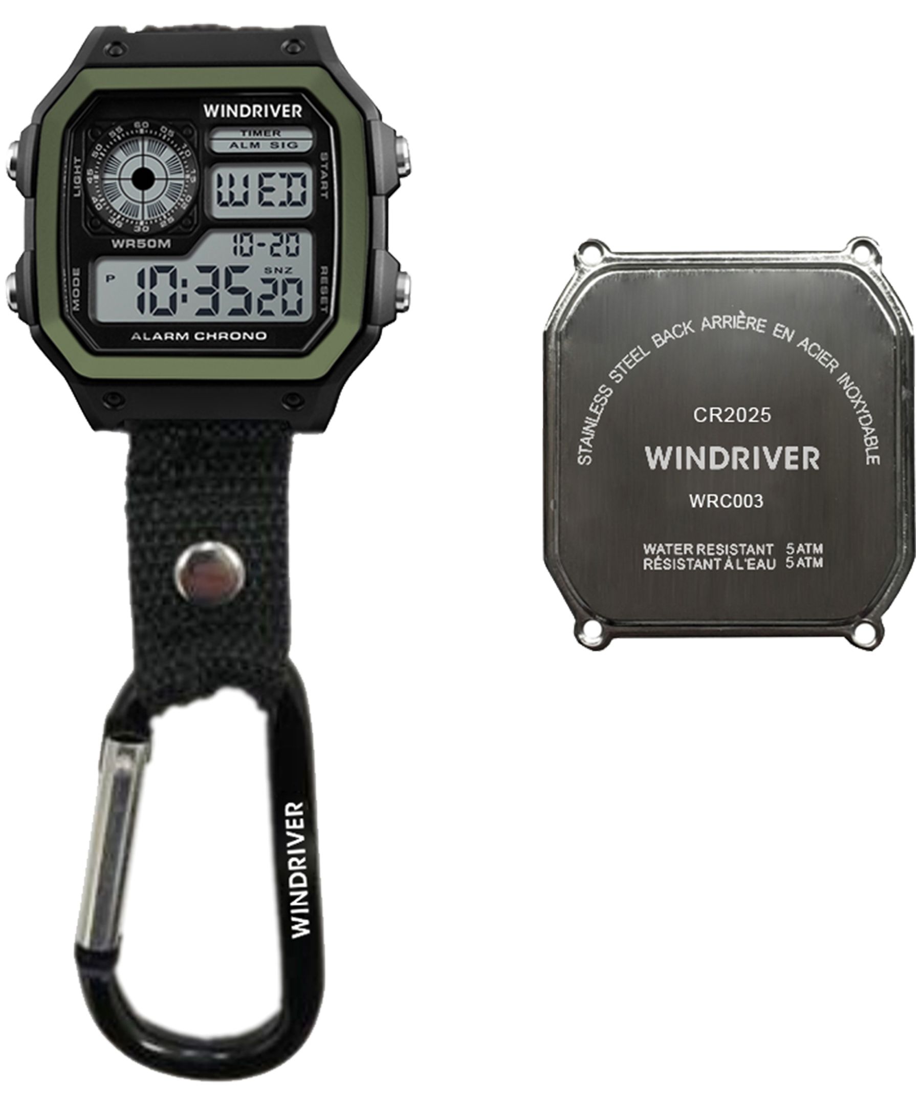 WindRiver Digital Clip Water Resistant Watch