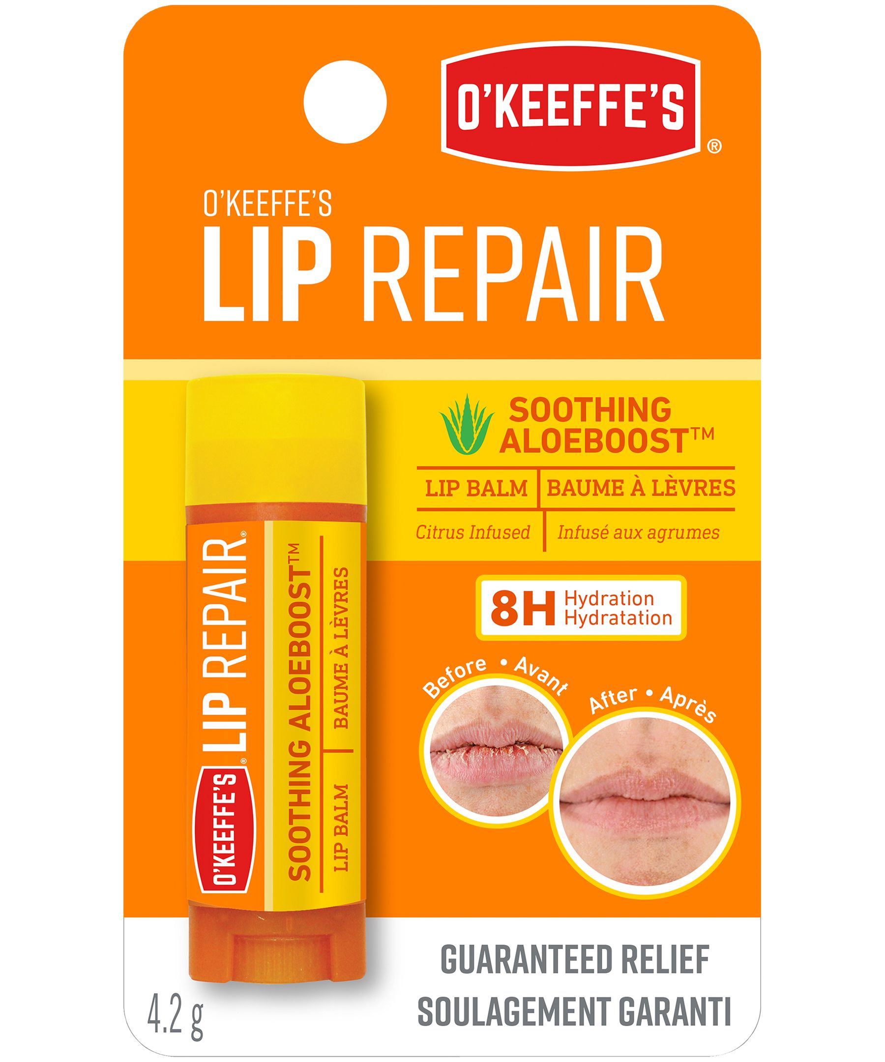 Baume à lèvres avec aloès et FPS&nbsp;35, O'Keeffe's, Lip Repair Front_Flat