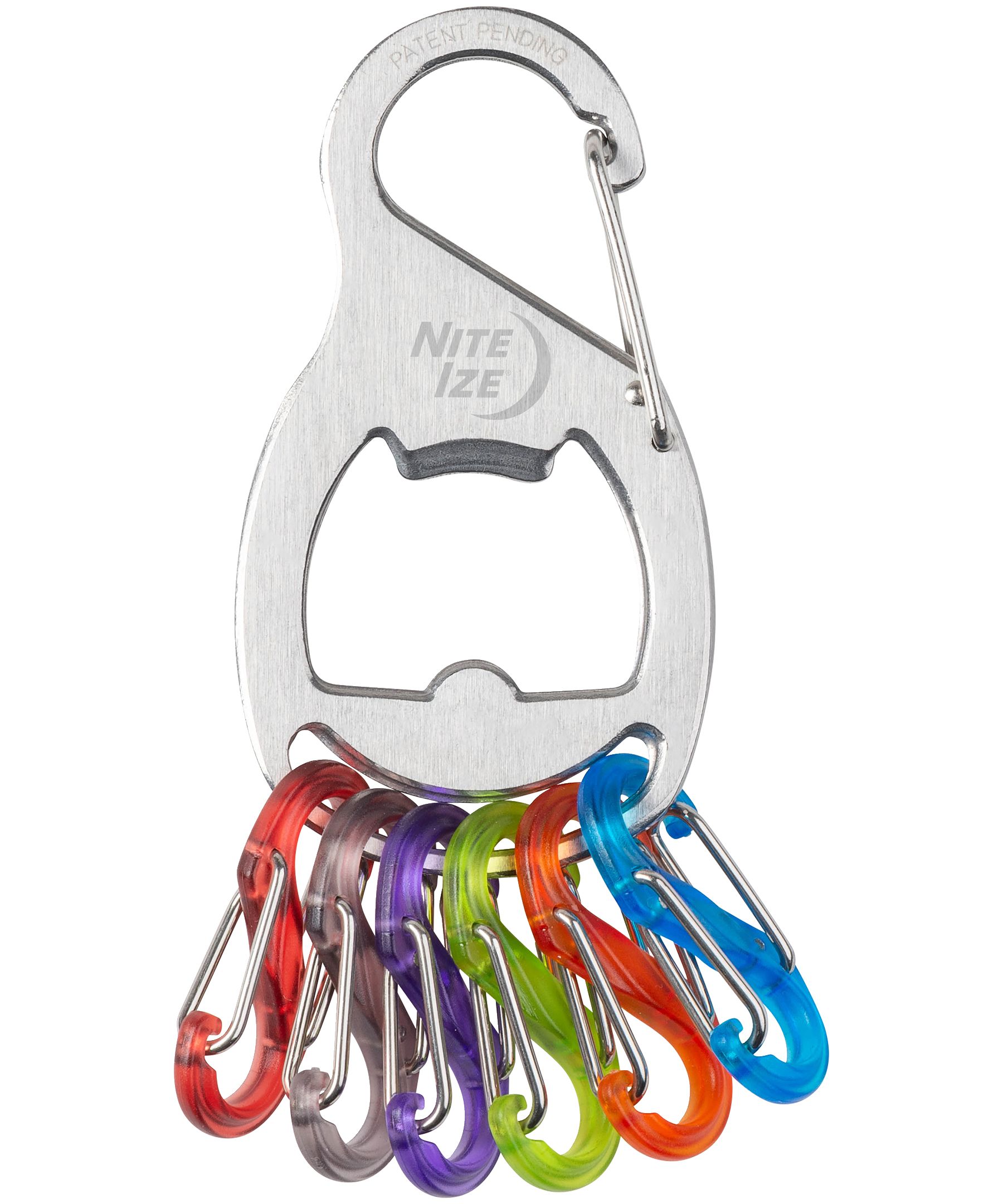 Mousqueton porte-clés avec attache, acier inoxydable, Key Rack S-Biner, Nite Ize Front_Flat