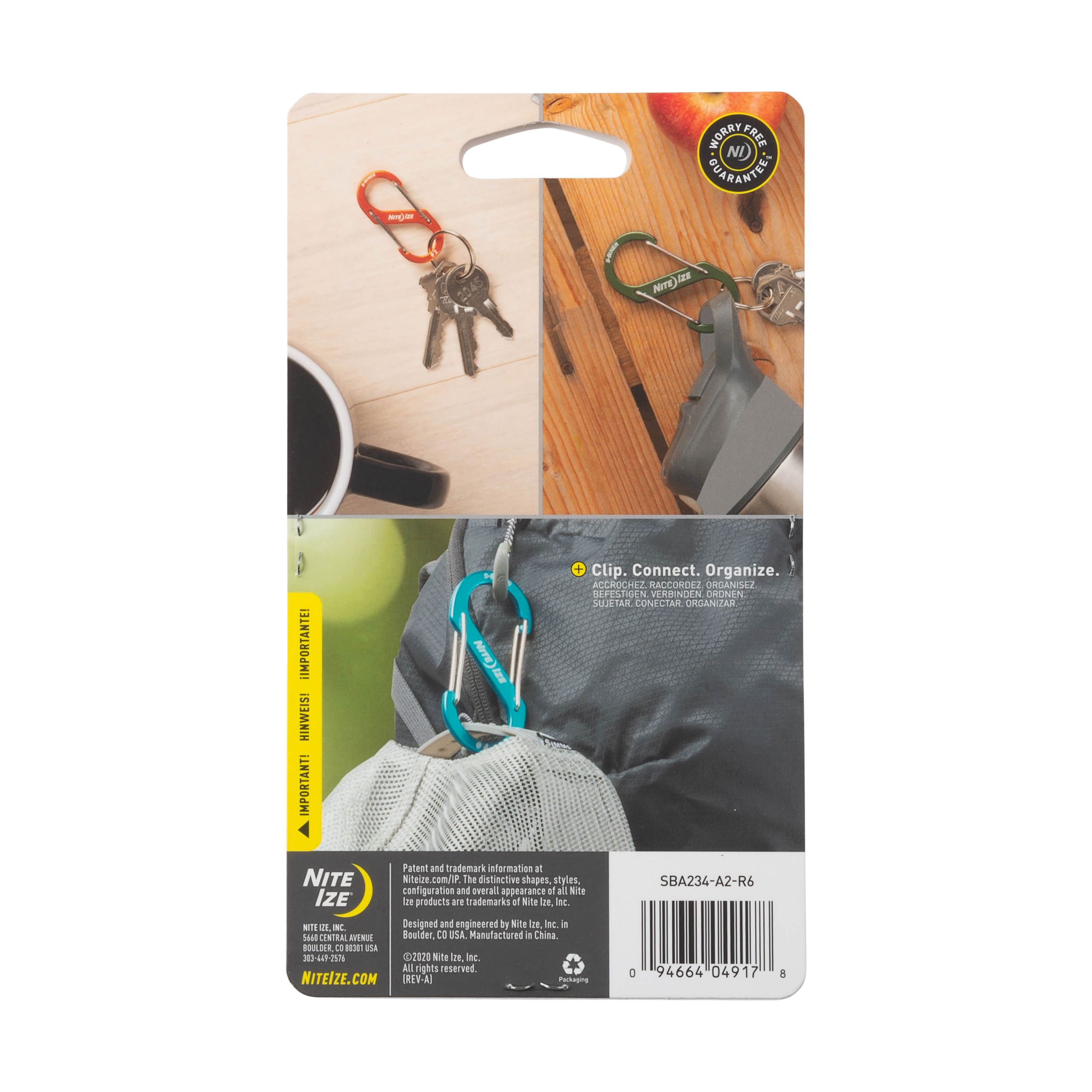 Nite Ize S-Biner Aluminum Dual Carabiner - 3 pk Assorted Back_Flat