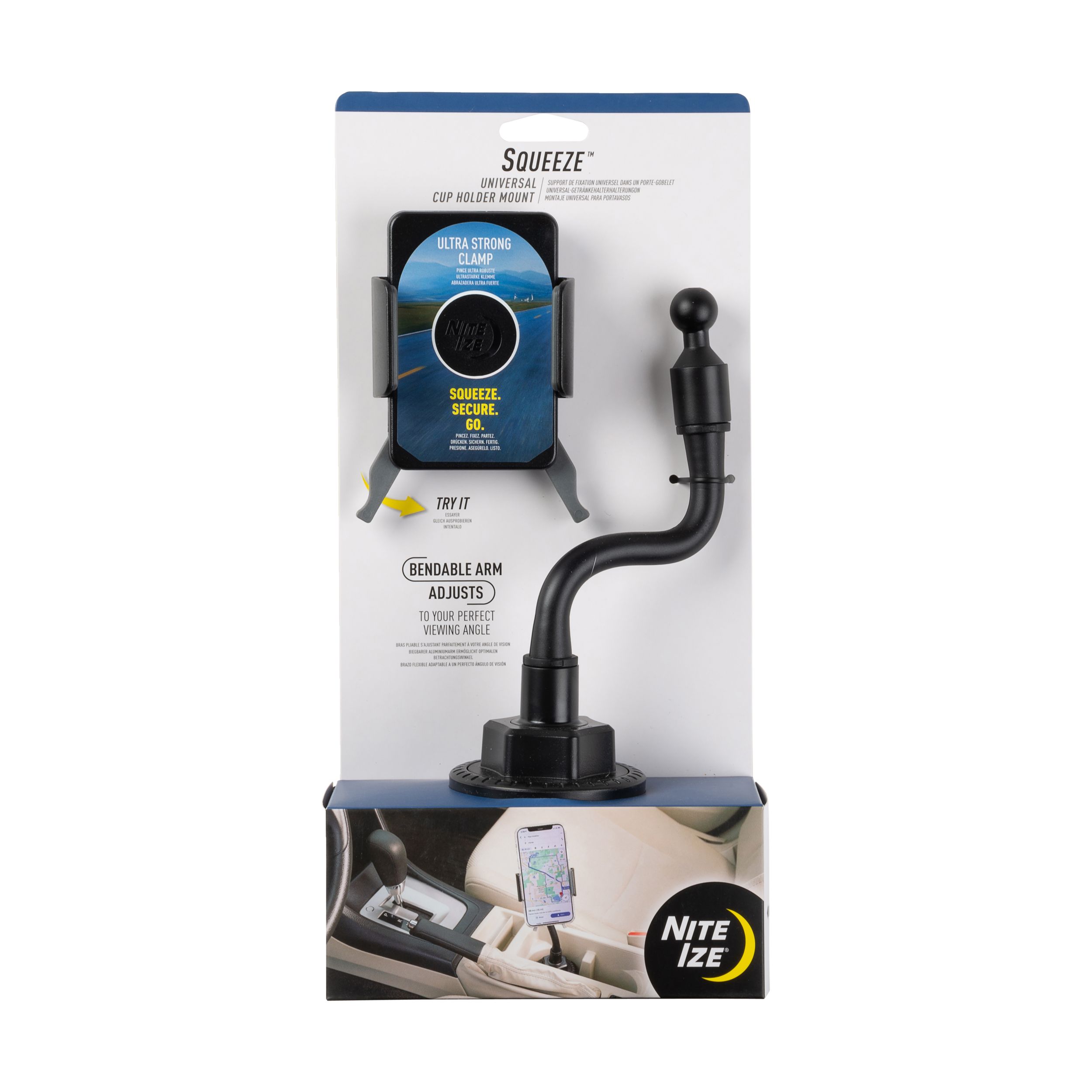 Support de fixation universel Squeeze pour porte-gobelet, Nite Ize Front_Flat