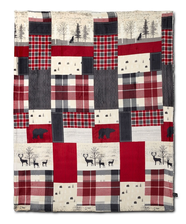 WindRiver Heritage Patchwork Sherpa Blanket Marks