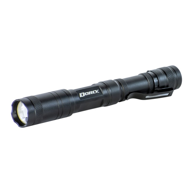 Dorcy 250 Lumens Aluminum Slide Focus Flashlight with 2AA Batteries Front_Angled_Left