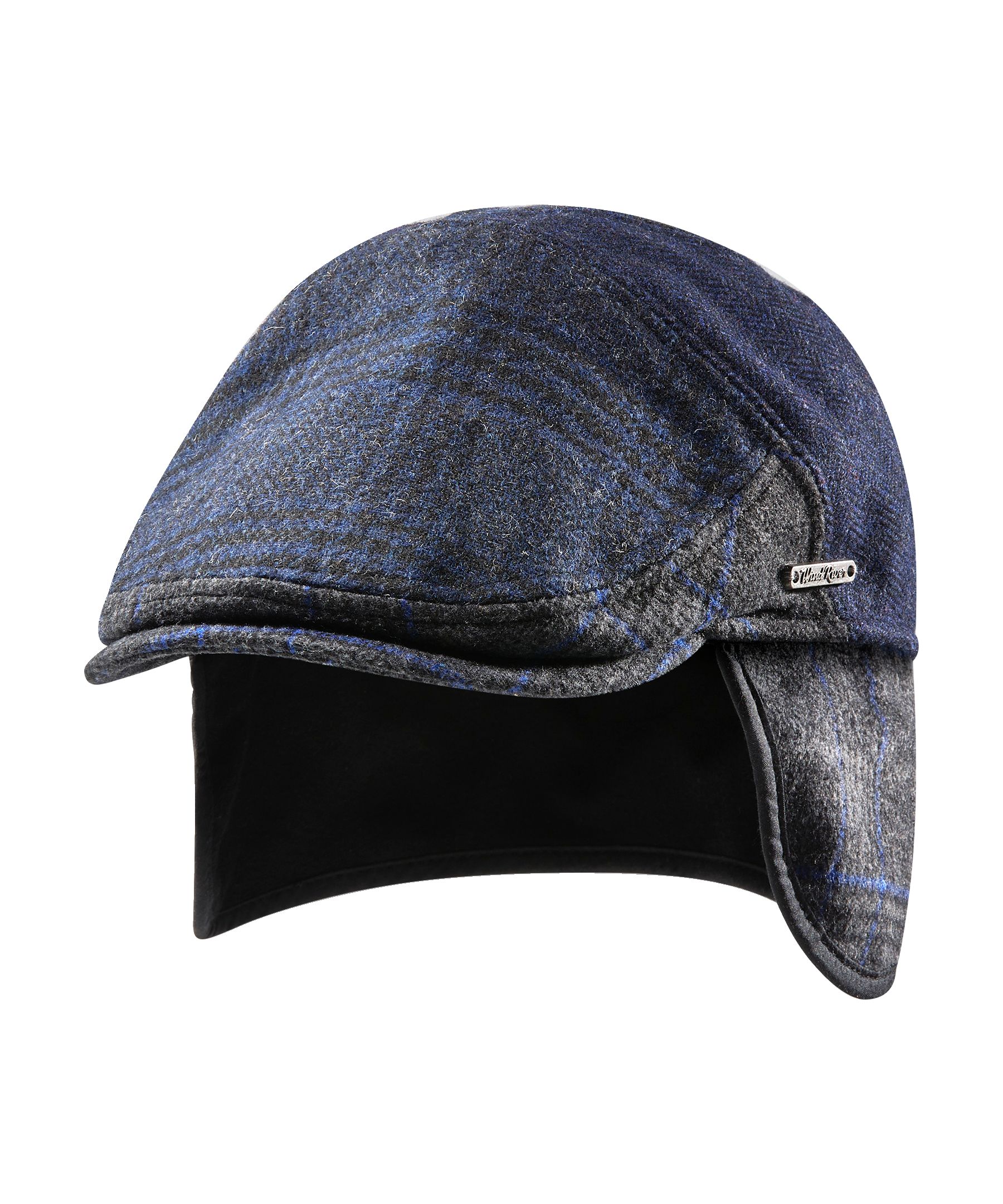 Casquette plate en mélange de laine avec oreillettes pour hommes, WindRiver