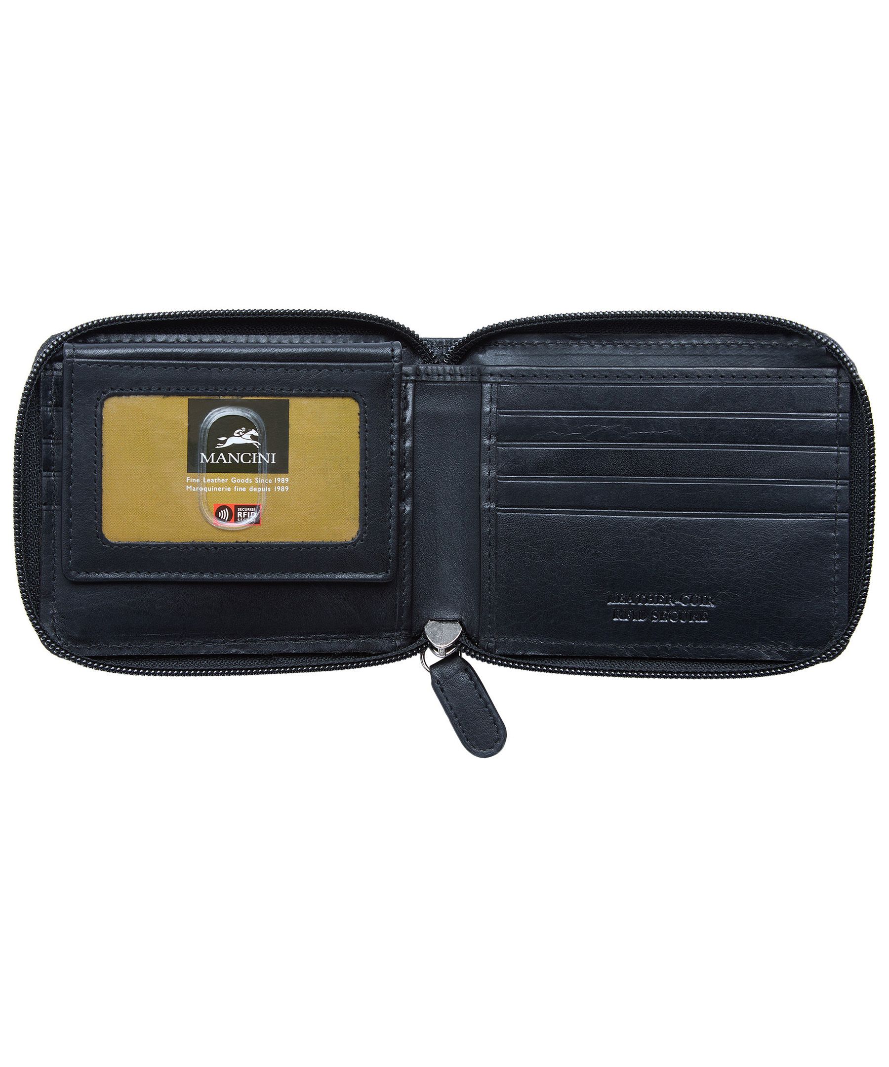 Mancini Boulder Zippered Wallet with Removable Passcase