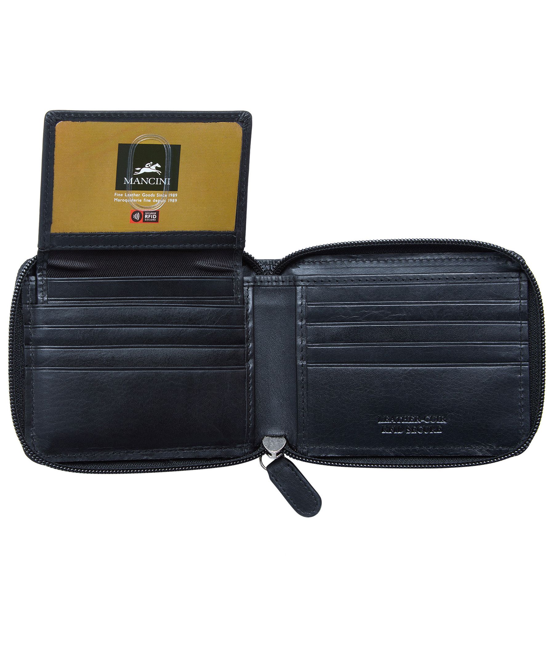 Mancini Boulder Zippered Wallet with Removable Passcase