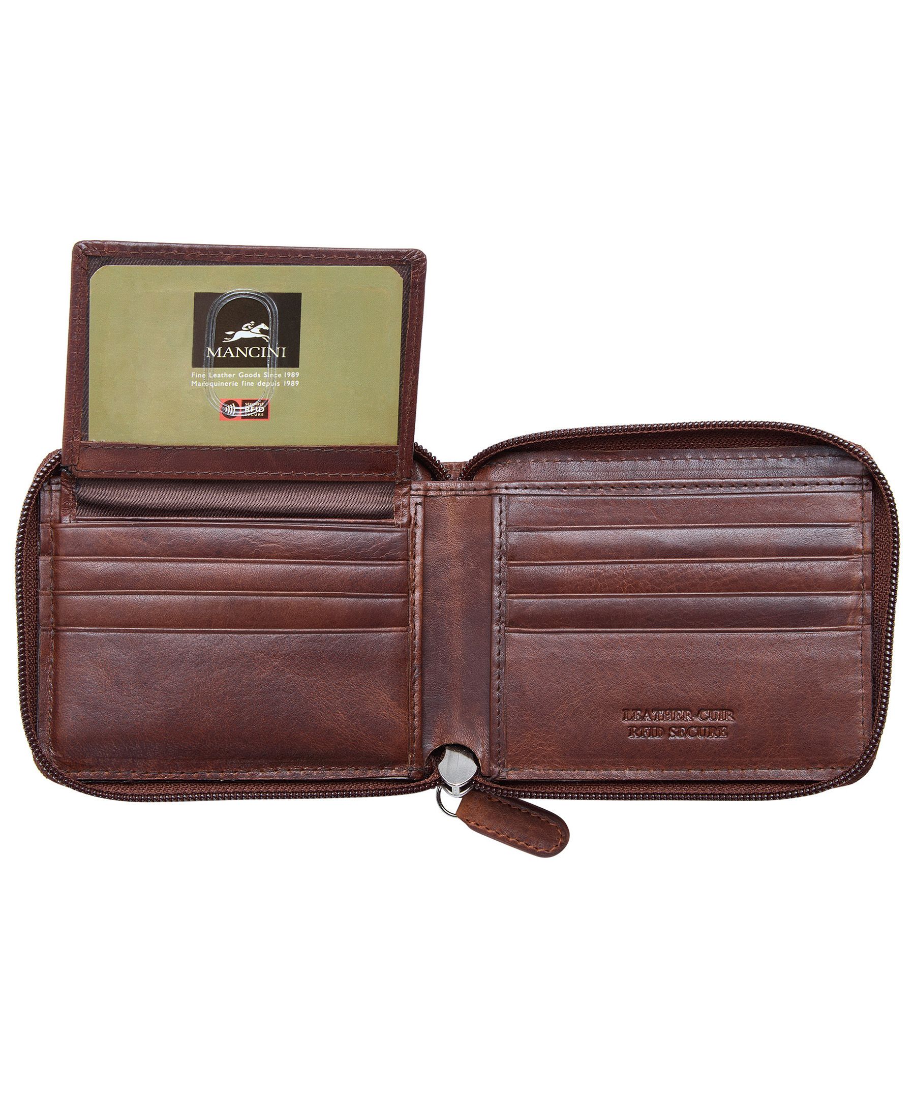Mancini Boulder Zippered Wallet with Removable Passcase
