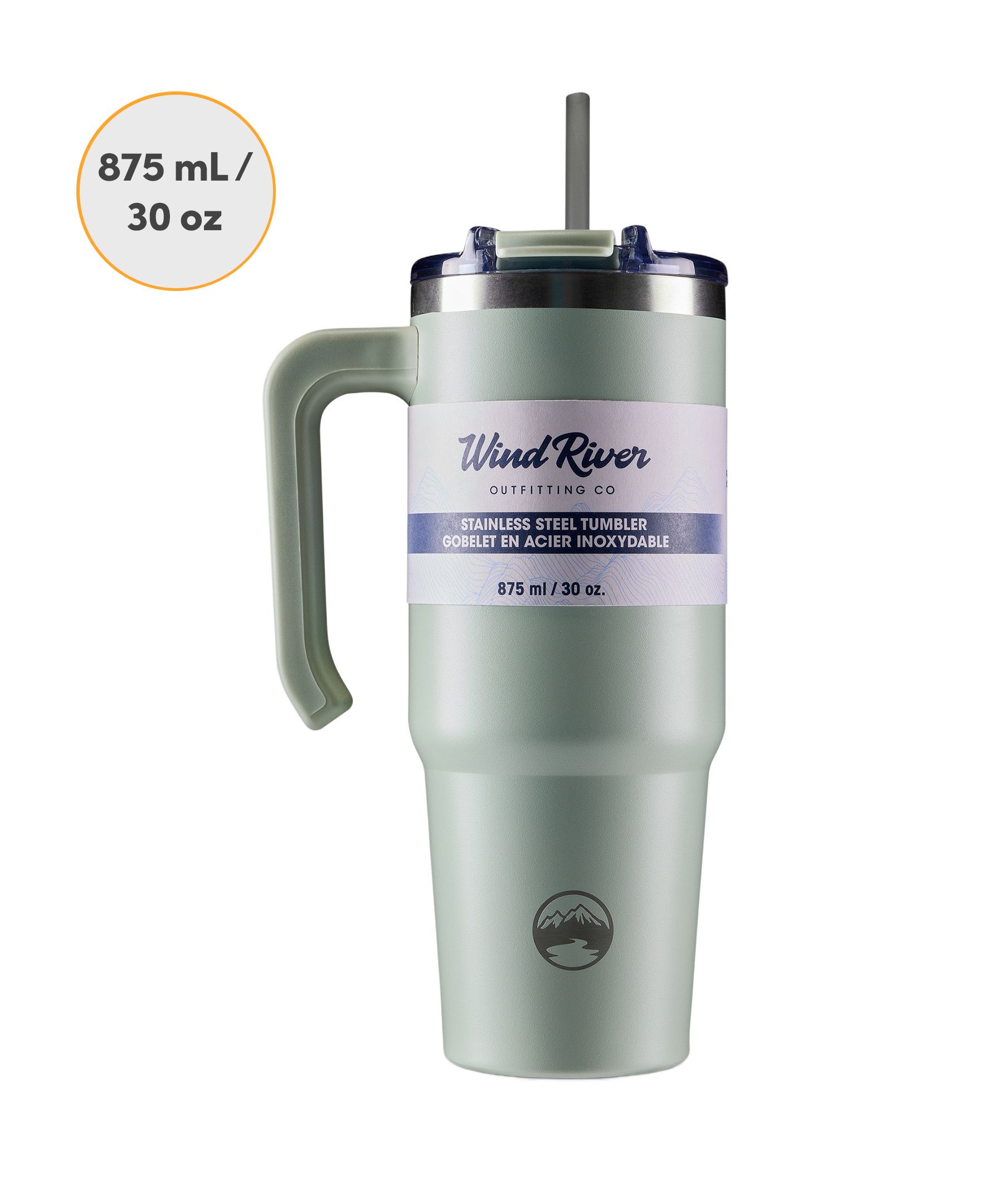 Gobelet avec paille et poignée, 30&nbsp;oz, WindRiver