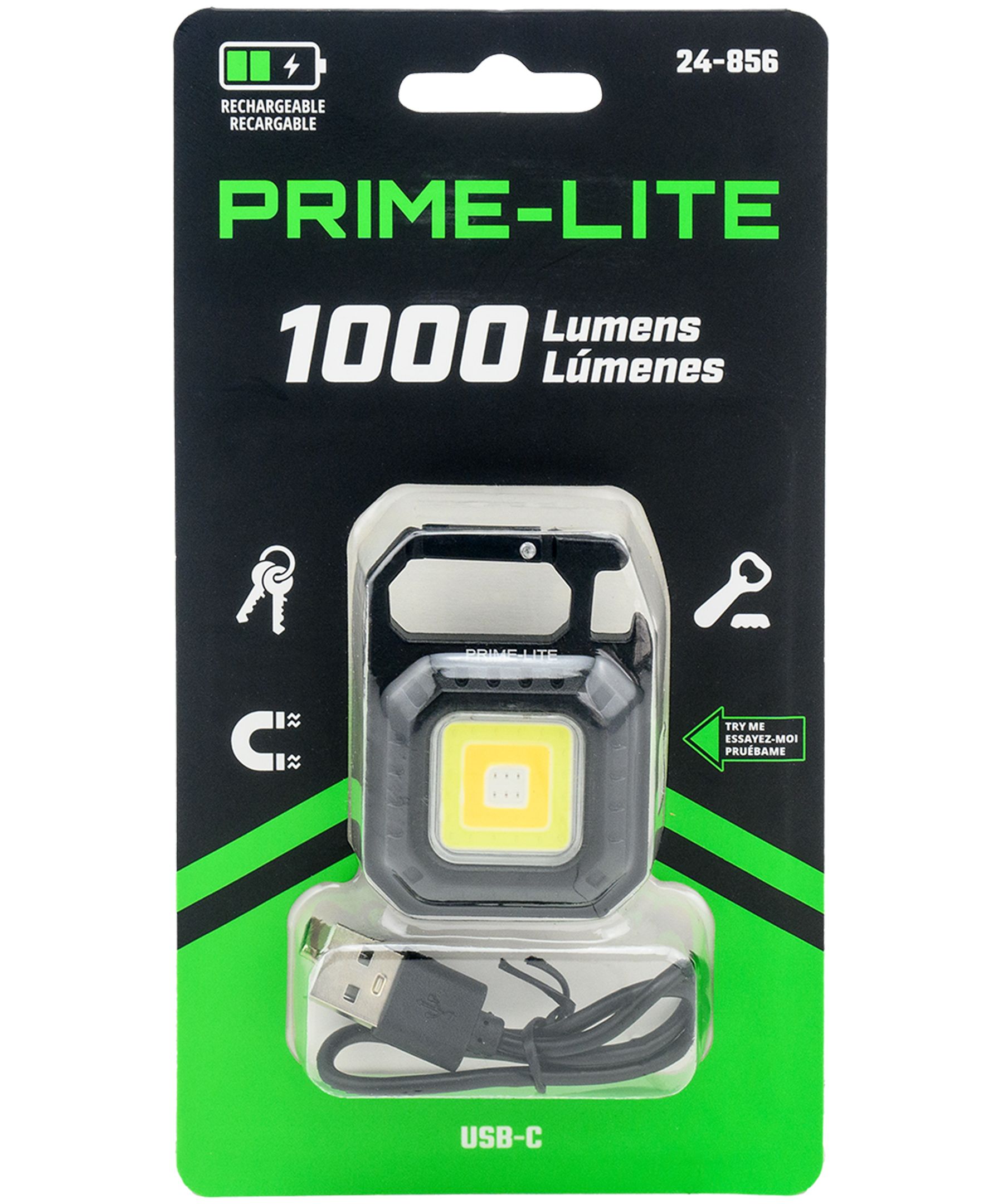 Prime-Lite 1000 Lumen Pocket Carabiner Light Front_Flat