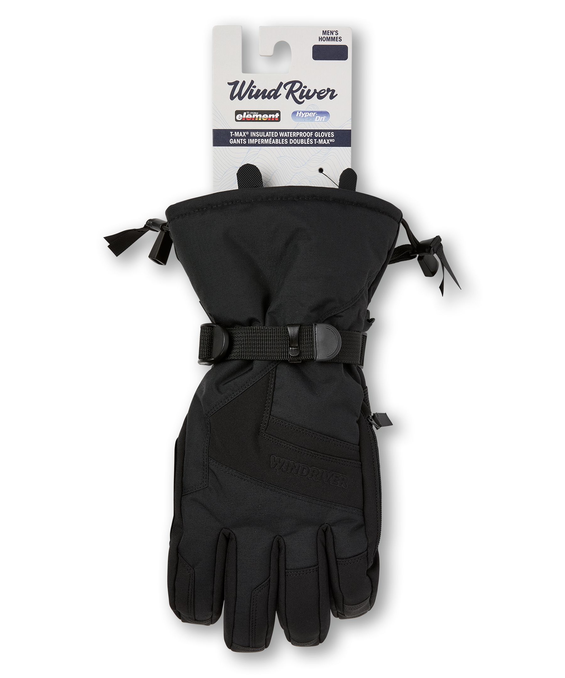 Gants isolés imperméables avec poche à fermeture à glissière pour hommes, WindRiver