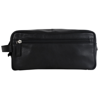 Trousse de voyage en cuir, pour hommes, Jax Square, Vendor Labels Front_Flat