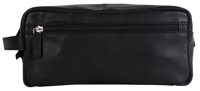 Trousse de voyage en cuir, pour hommes, Jax Square, Vendor Labels Front_Flat