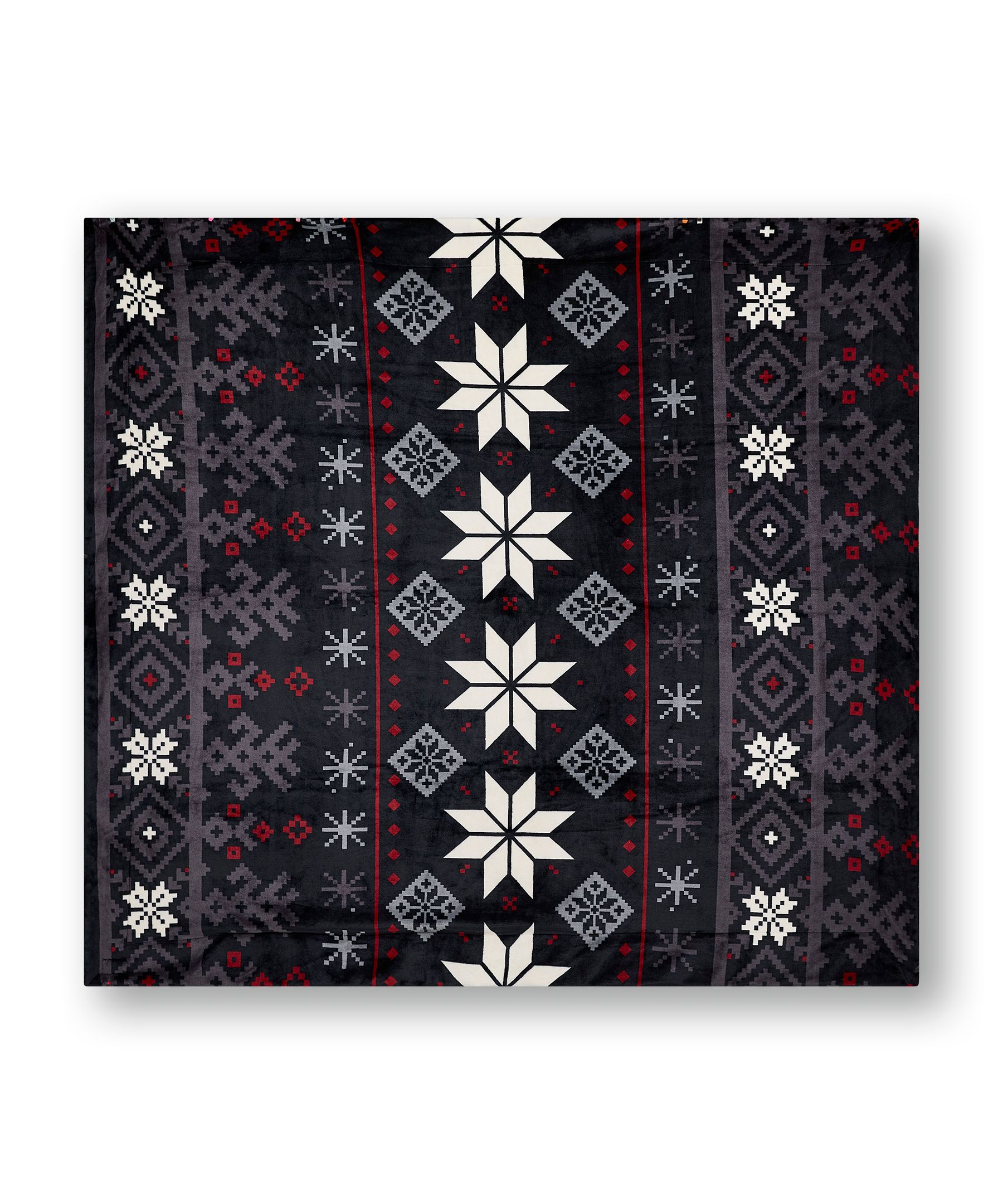 WindRiver Heritage Snowflake Sherpa Blanket Overhead_Flat