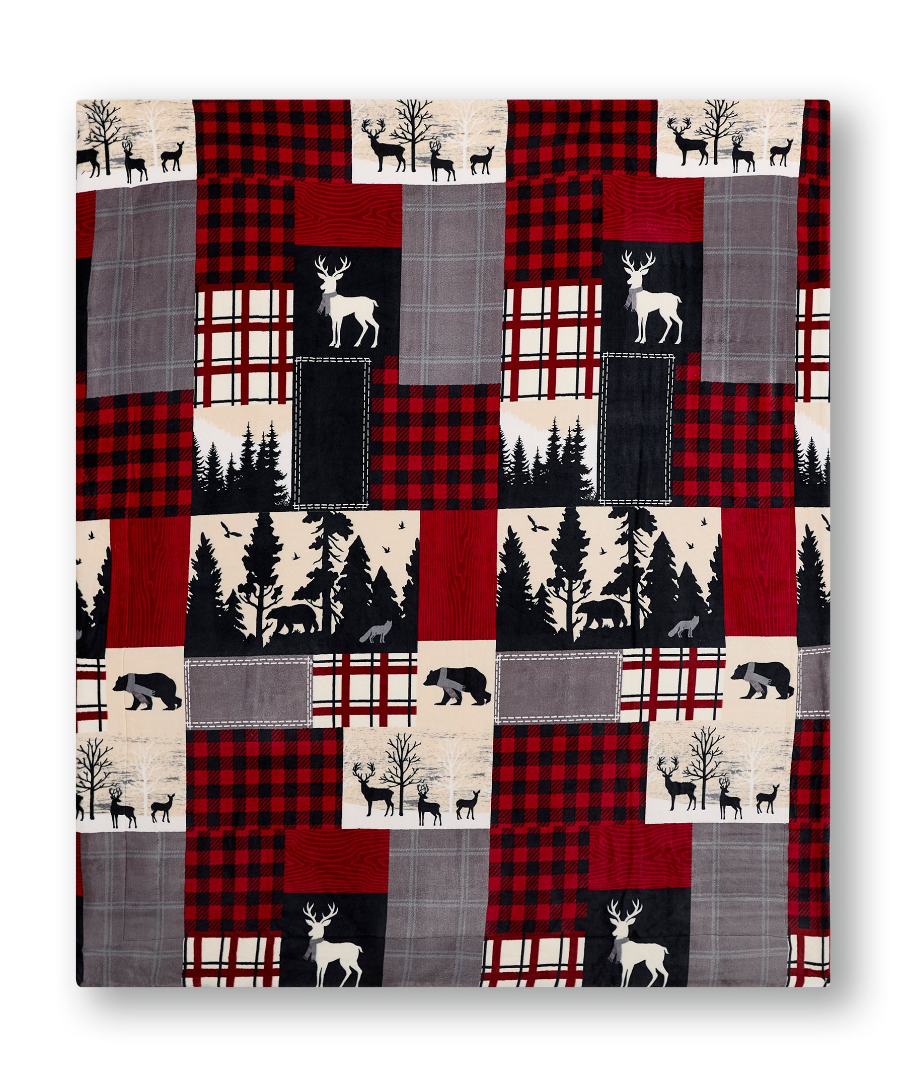 Couverture en sherpa à motif en mosaïque, Heritage, WindRiver Overhead_Flat