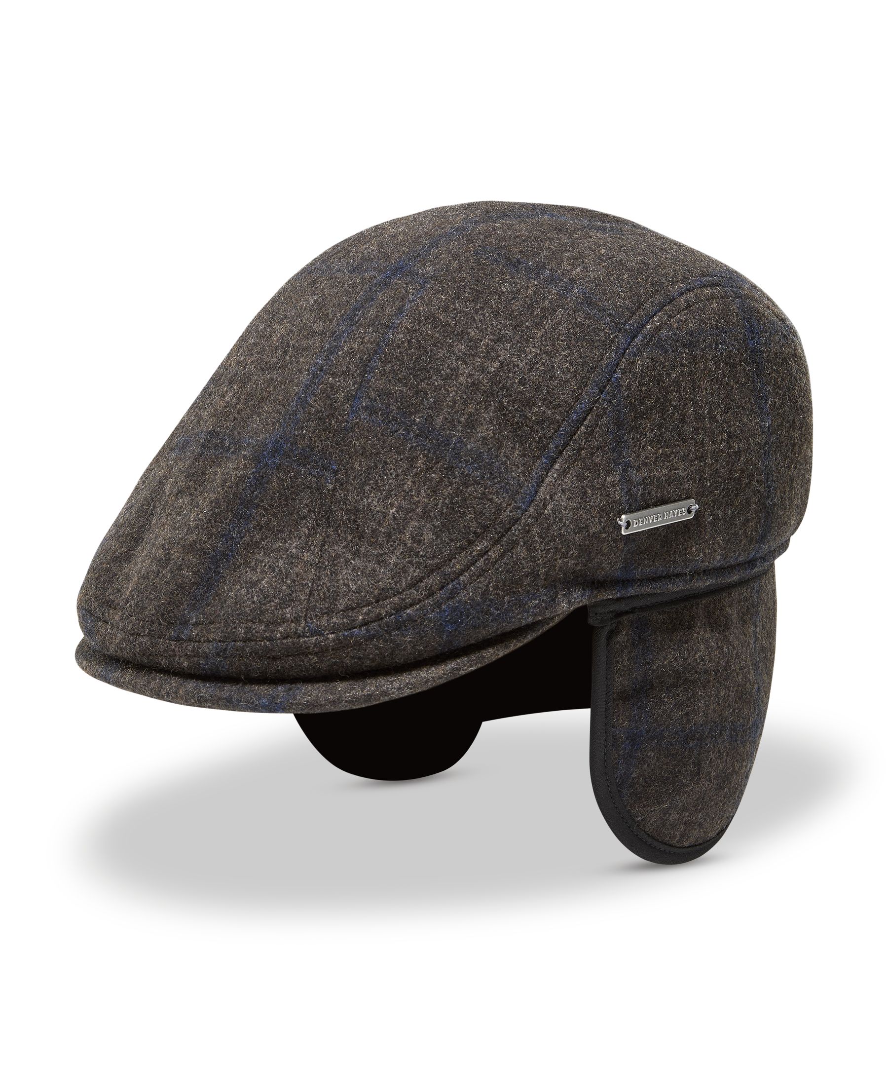 Denver Hayes Wool Blend Flat Cap With Ear Flaps