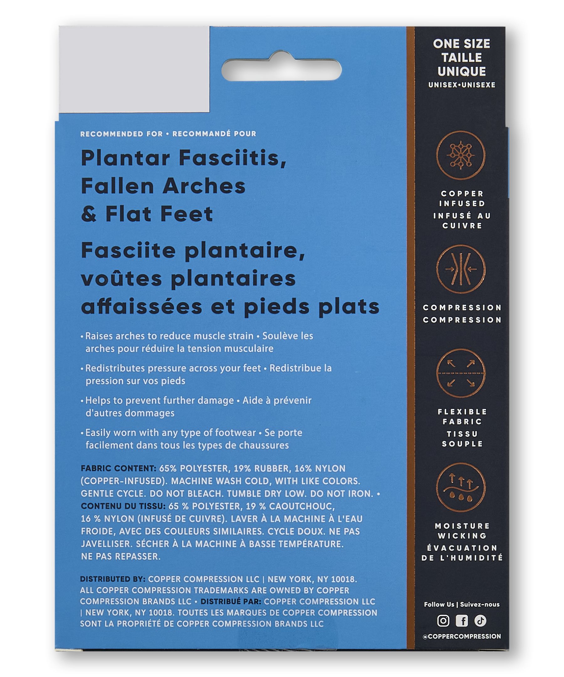 Support de voûte plantaire pour hommes, Copper Compression