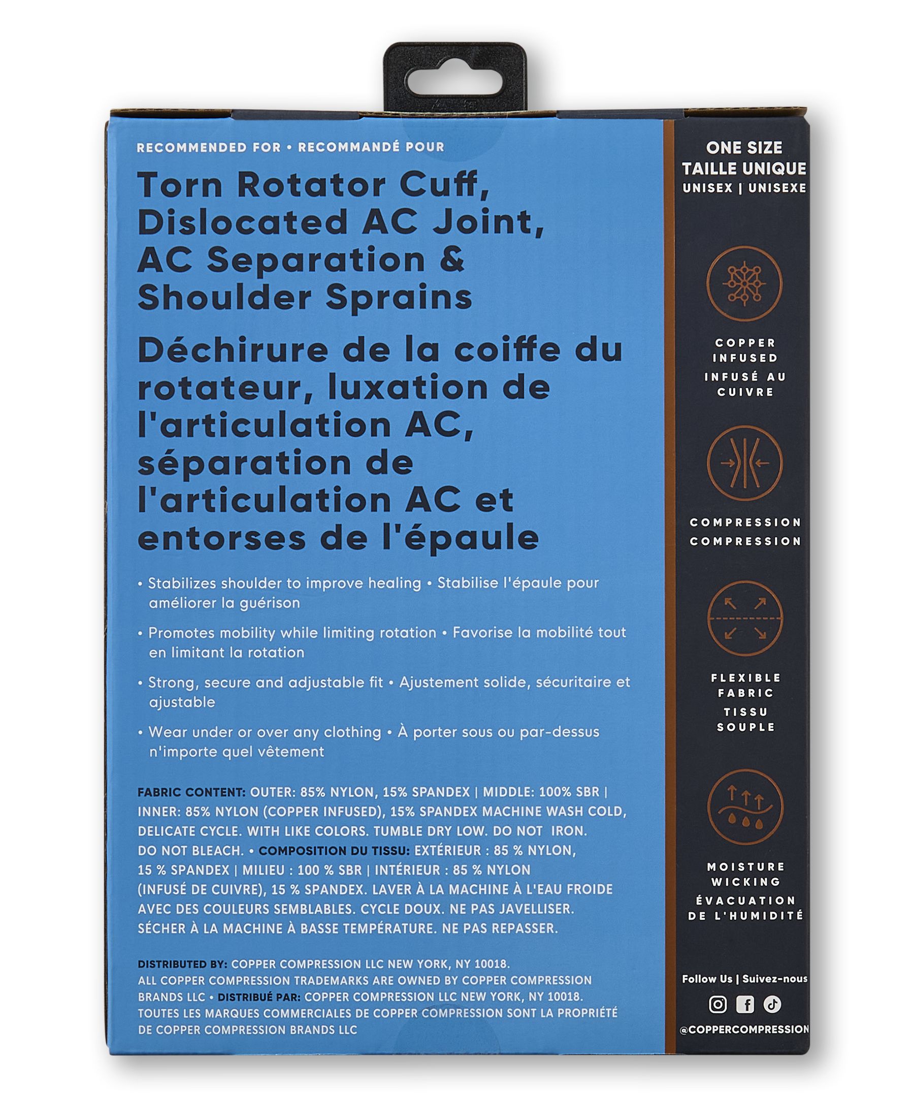 Attelle de récupération pour l'épaule pour hommes, Copper Compression