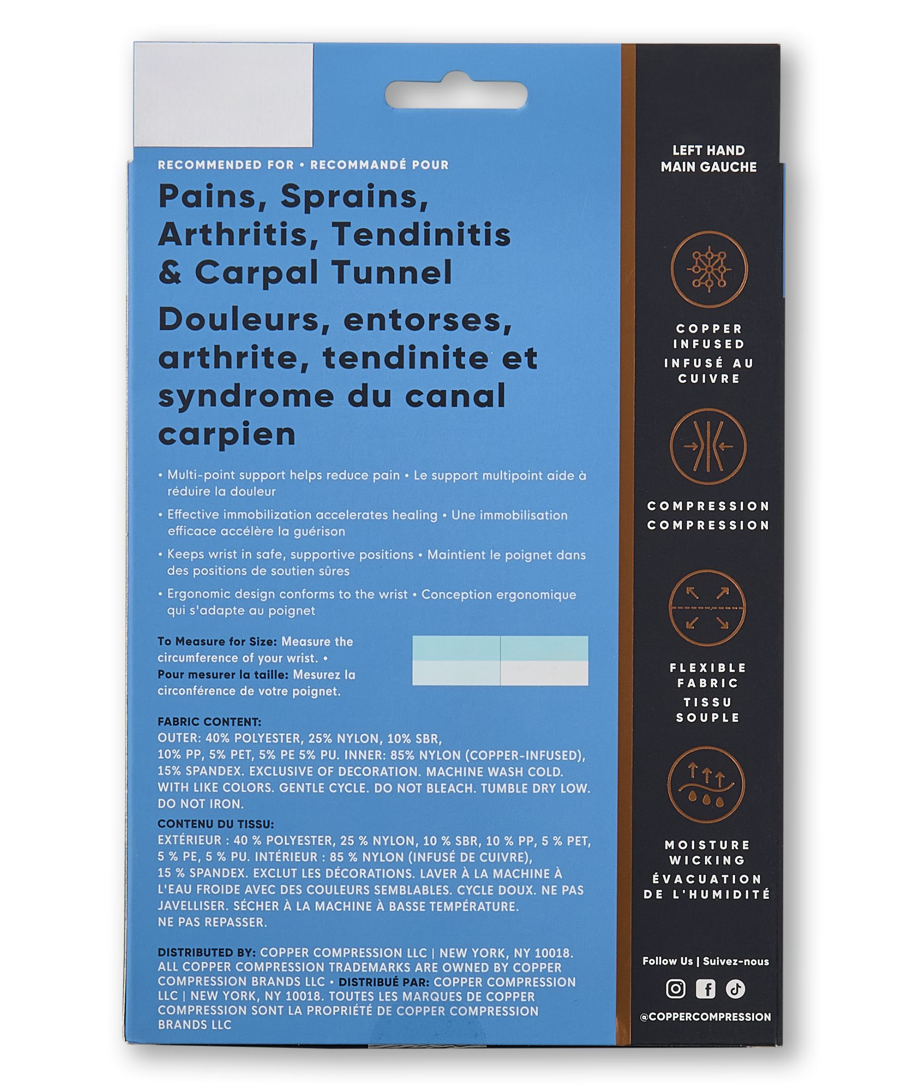 Attelle pour poignet pour hommes, Copper Compression