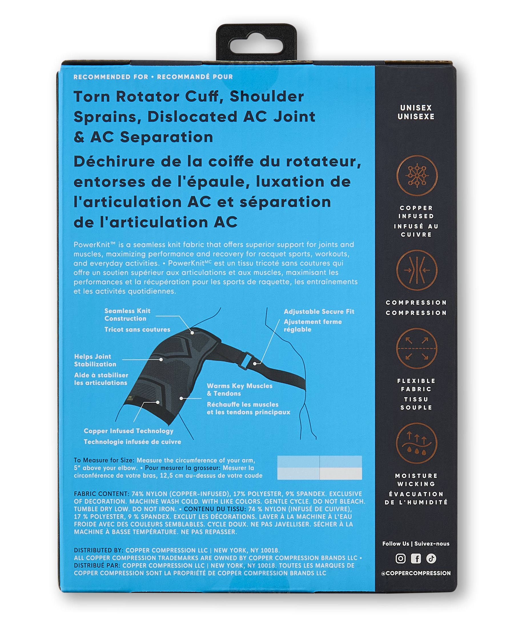 Manchon pour épaule pour hommes, Powerknit, Copper Compression