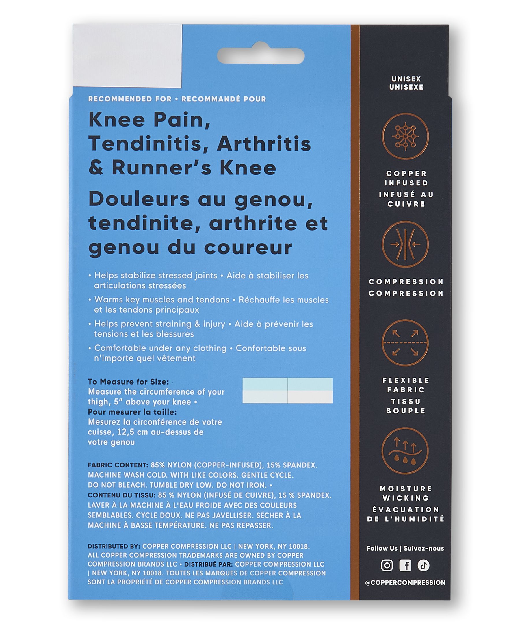 Manchon pour genou pour hommes, Powerknit, Copper Compression