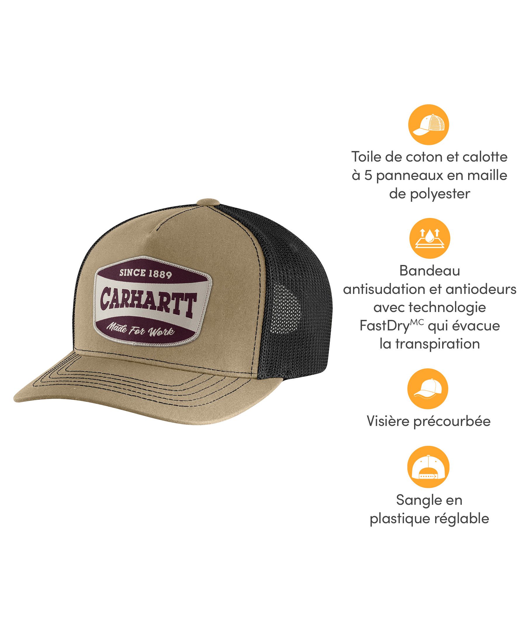 Casquette en toile avec écusson et arrière en filet pour hommes, Carhartt
