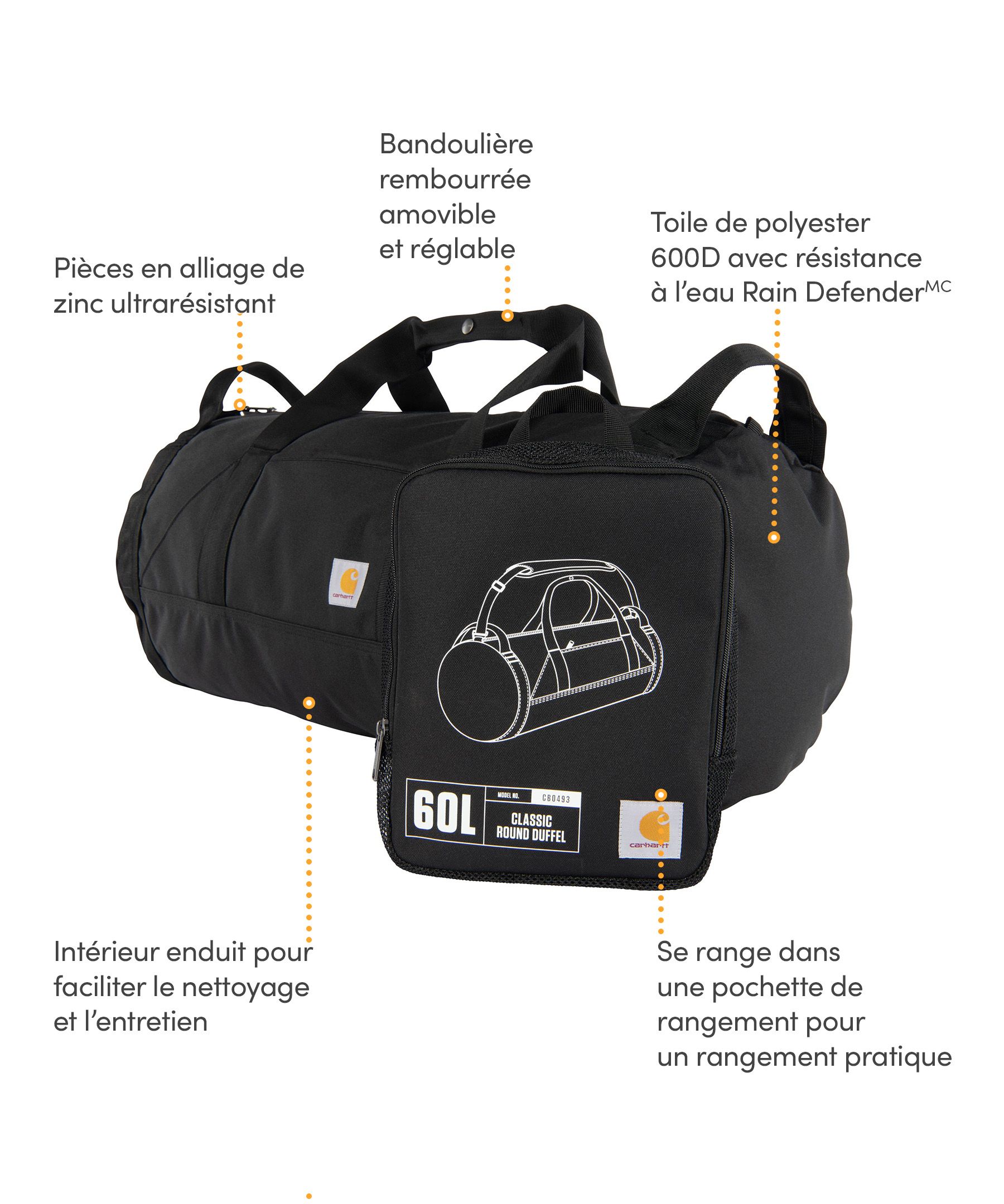 Polochon rond classique pour hommes, 60&nbsp;L, Carhartt