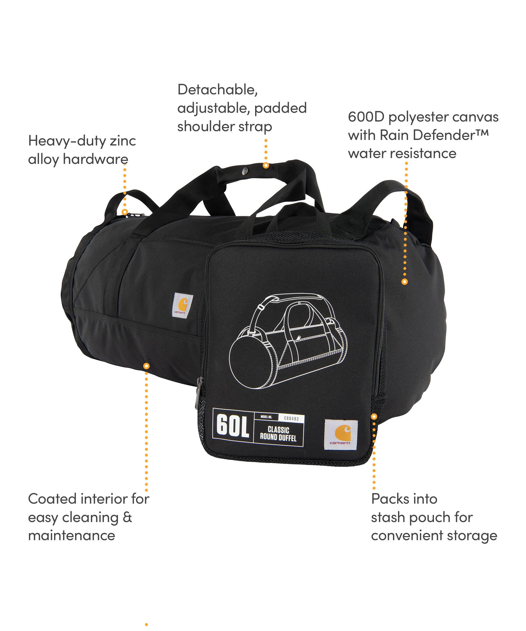Carhartt Men's Classic Round Duffle Bag 60L