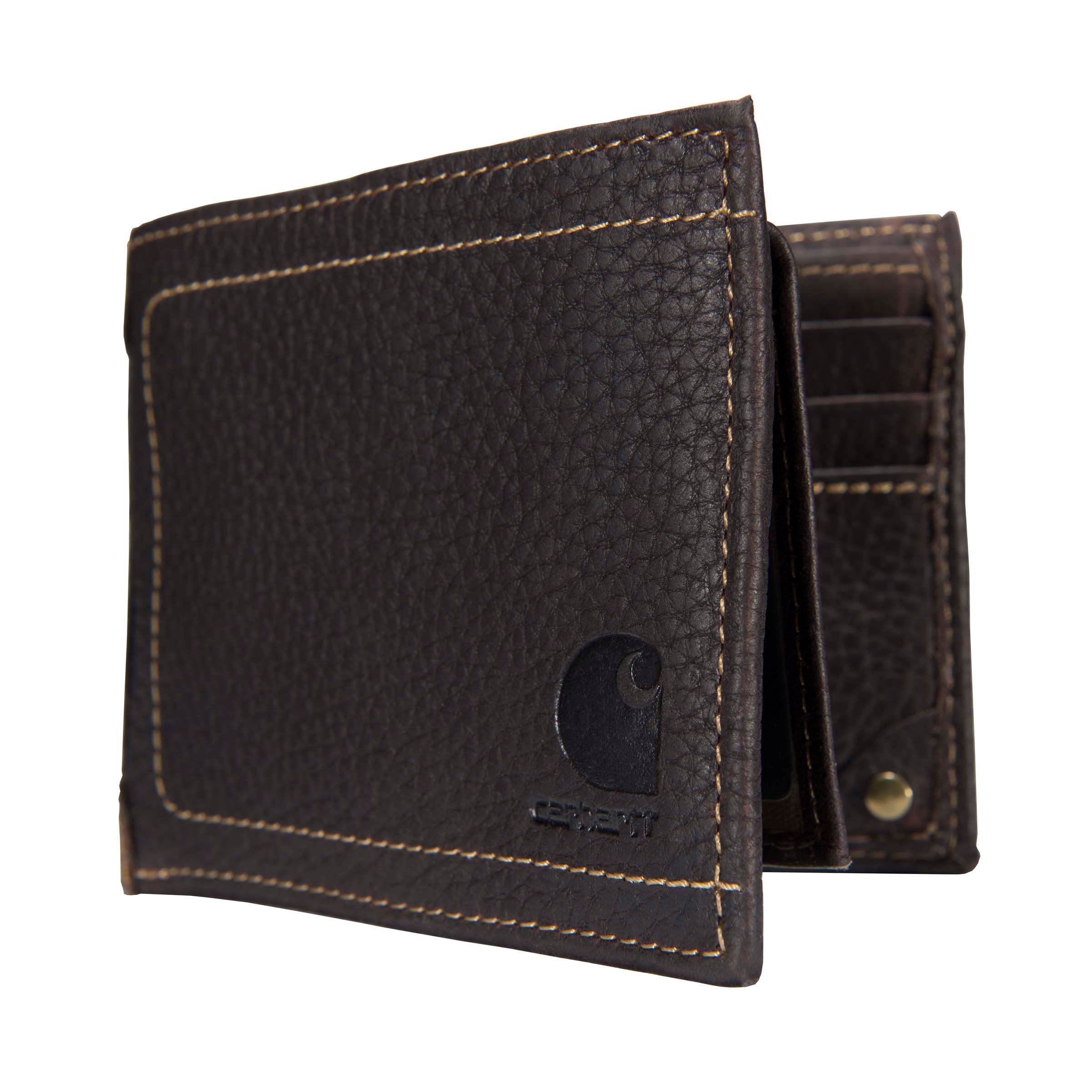 Carhartt Men's Pebble Leather Passcase Wallet Front_Angled_Left