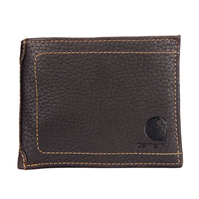 Portefeuille à rabat intérieur en cuir galet pour hommes, Carhartt Front_Flat