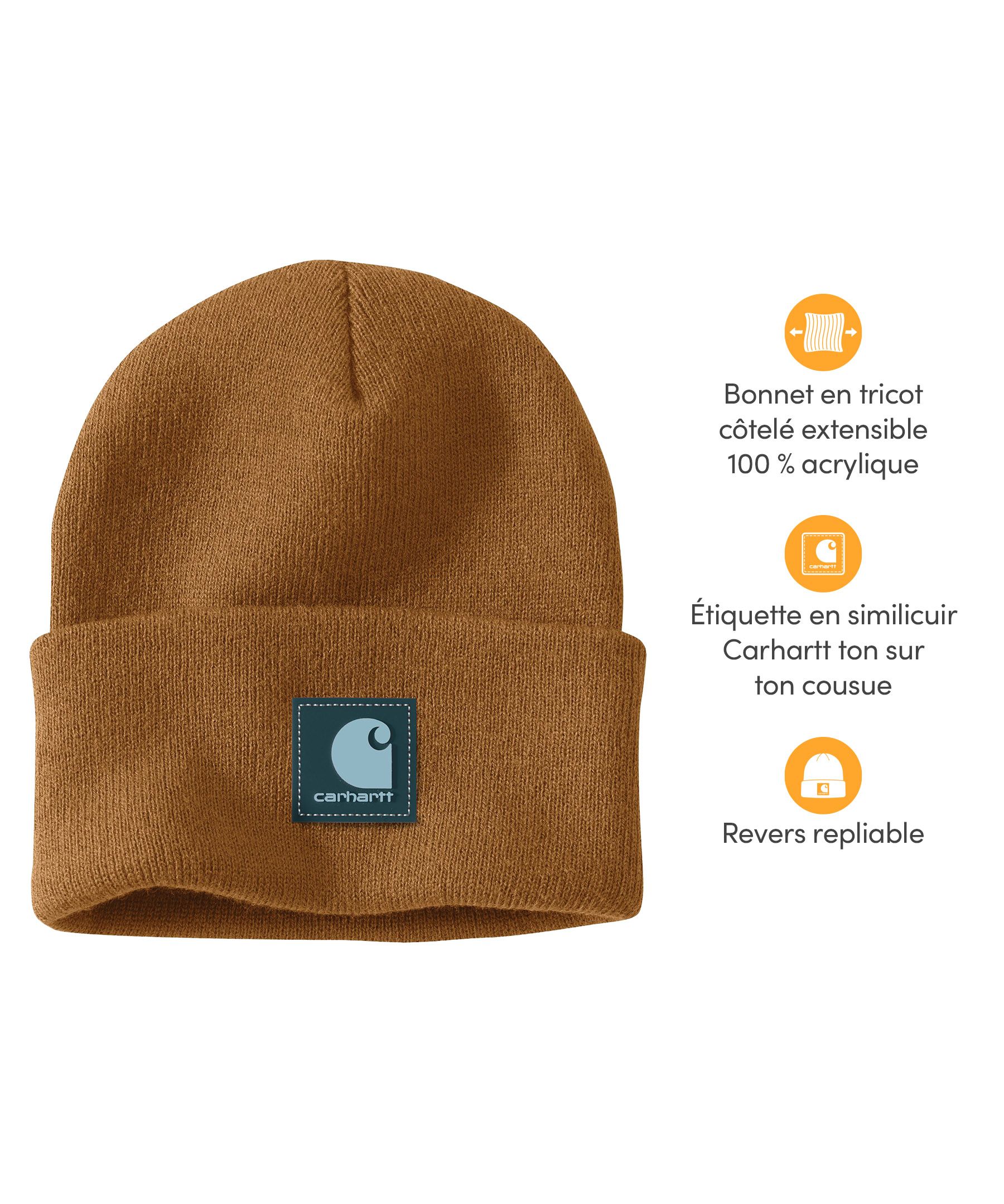 Bonnet en tricot avec écusson on caoutchouc pour hommes, Carhartt