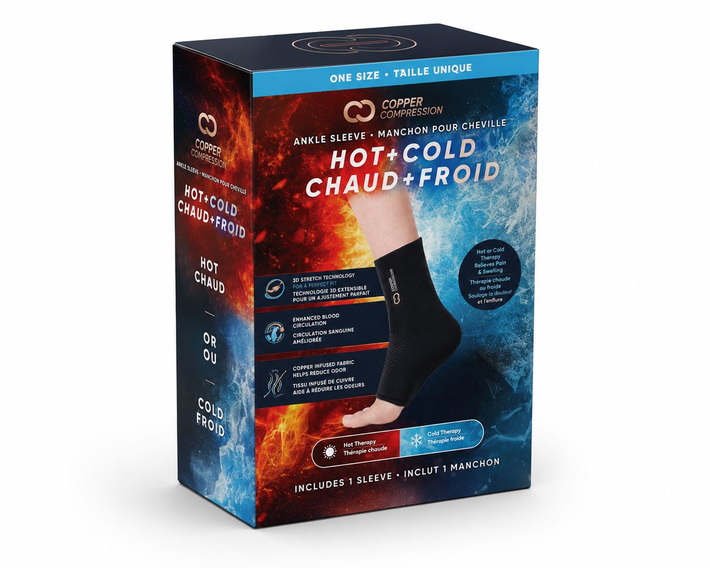 Copper Compression Freeze Ankle Sleeve